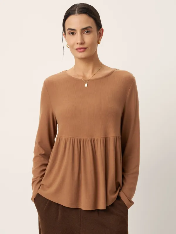 Tencel-Wool Boat Neck Long Sleeve Top CAROLYN sold by Lintico