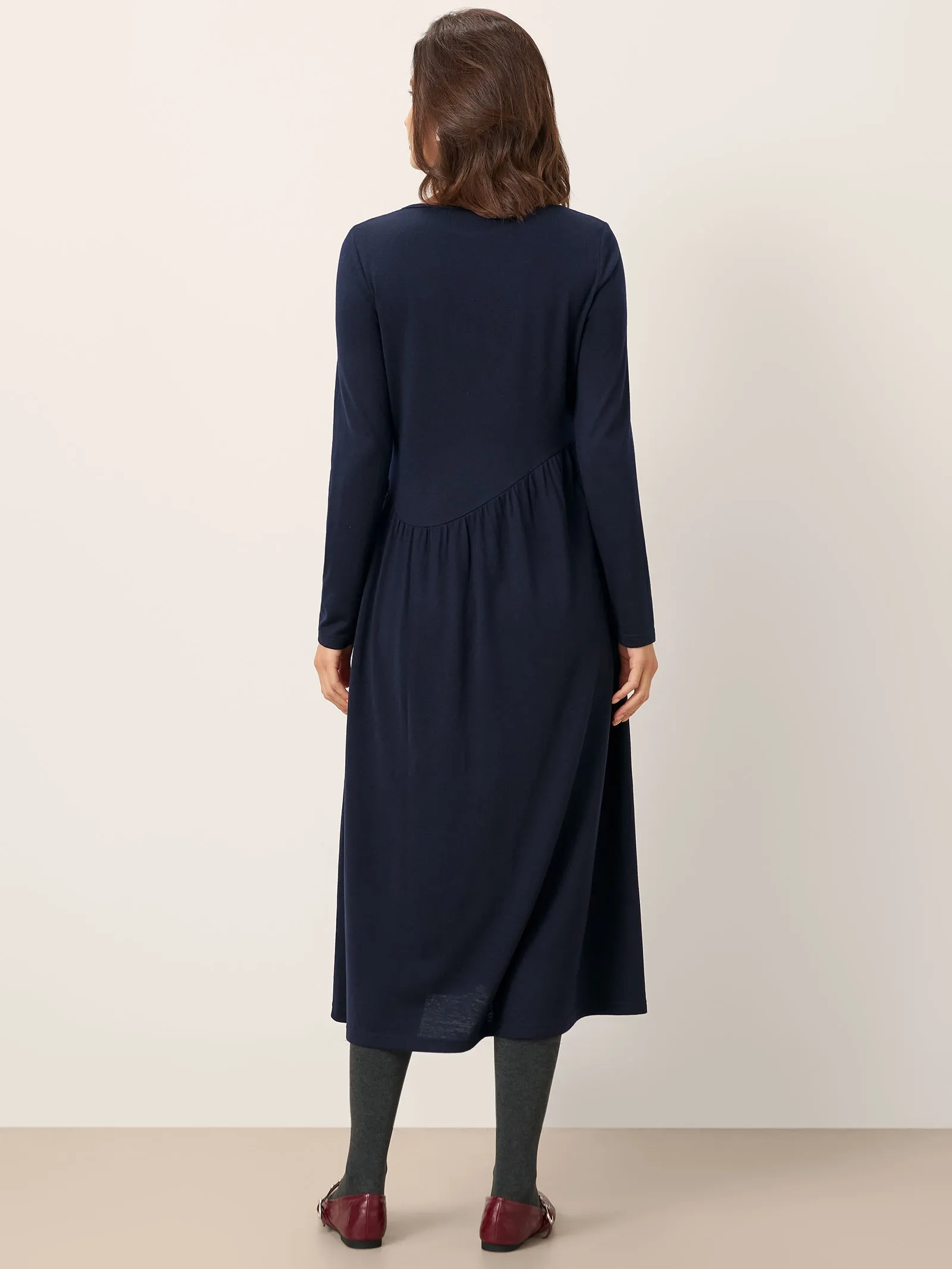 Wool Asymmetric Curved-Cut Maxi Dress CALLIE sold by Lintico product image thumbnail 3