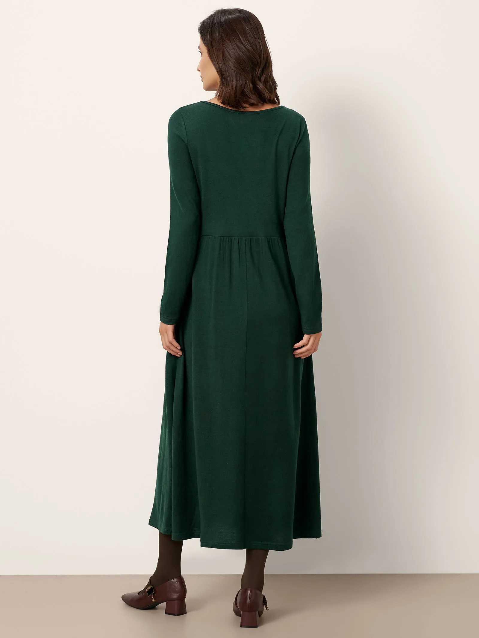 Wool Layered Neck Pleated Maxi Dress BILLIE sold by Lintico product image thumbnail 4