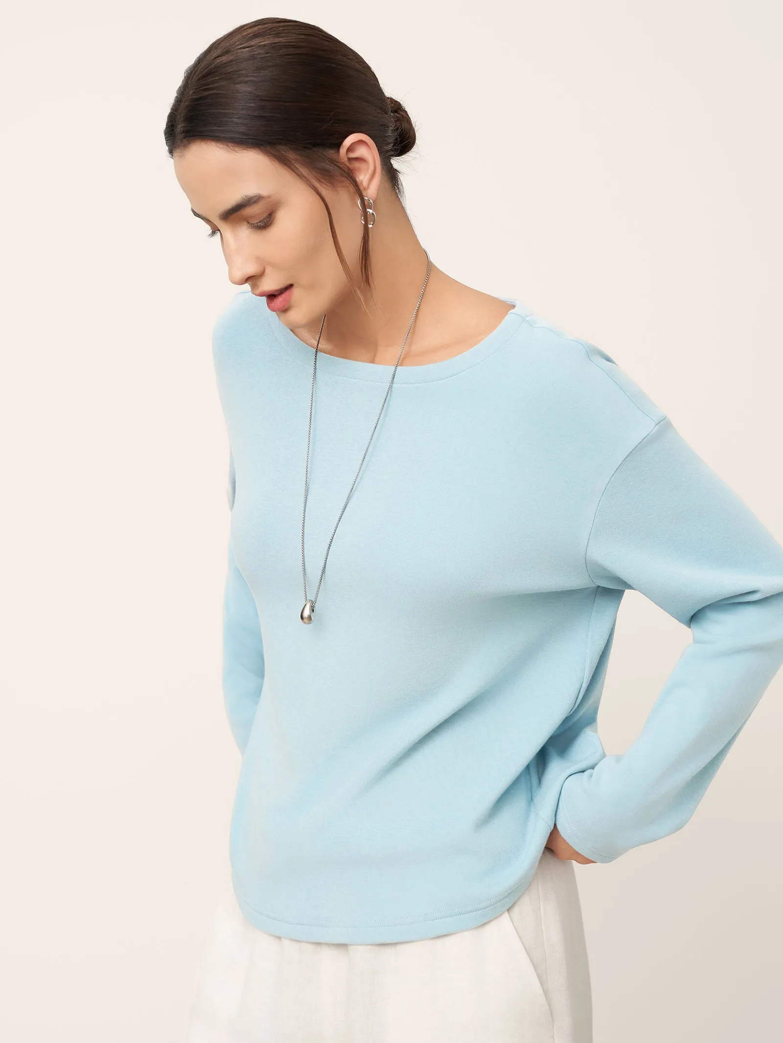 Boat Neck Button Back Long Sleeve Top AIRA sold by Lintico product image thumbnail 3