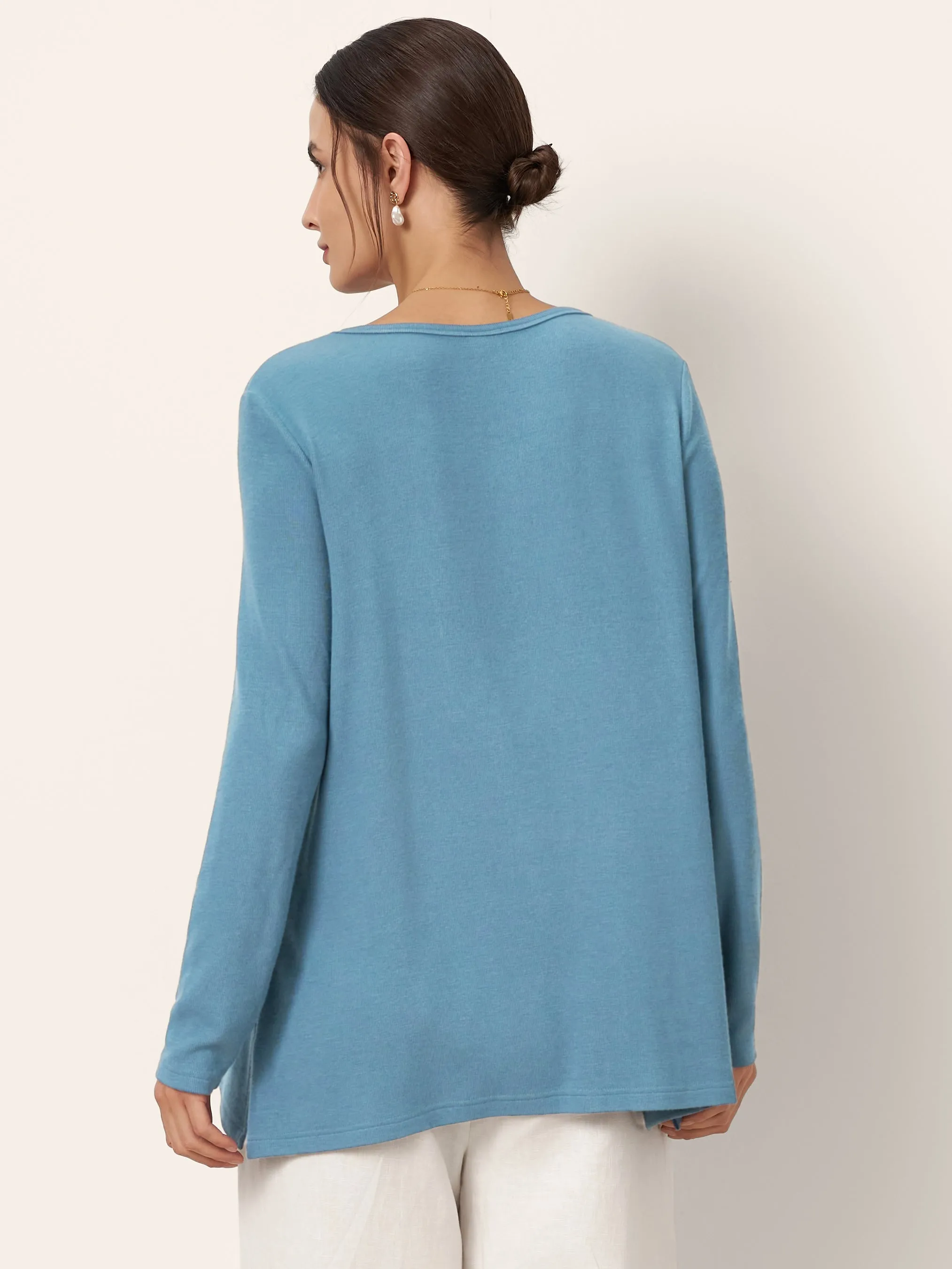 Wool-Blend Sweetheart Pleated Long Sleeve Top AMBER sold by Lintico product image thumbnail 4