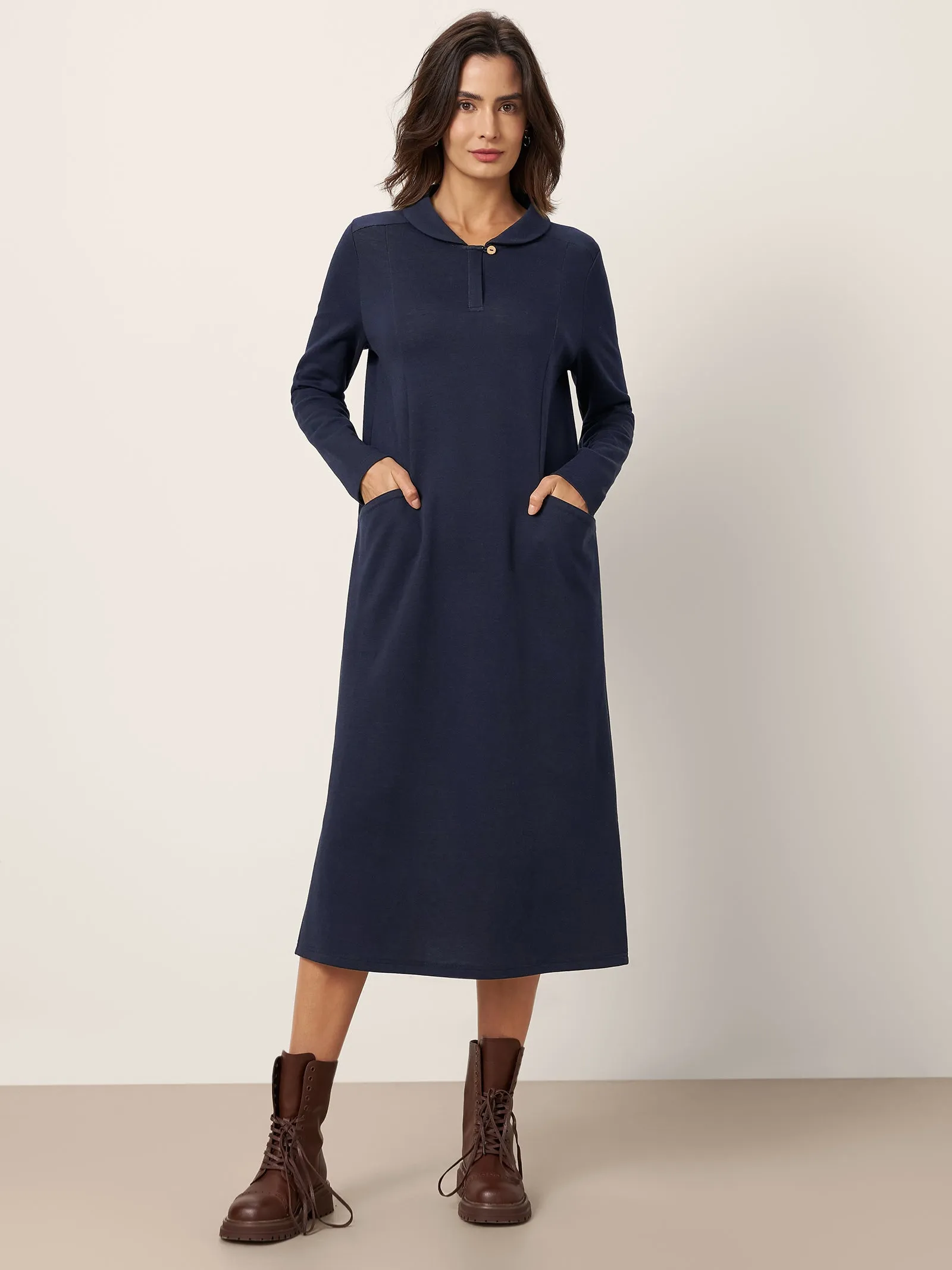 Cotton Collared Midi Dress ELYSE sold by Lintico product image thumbnail 4