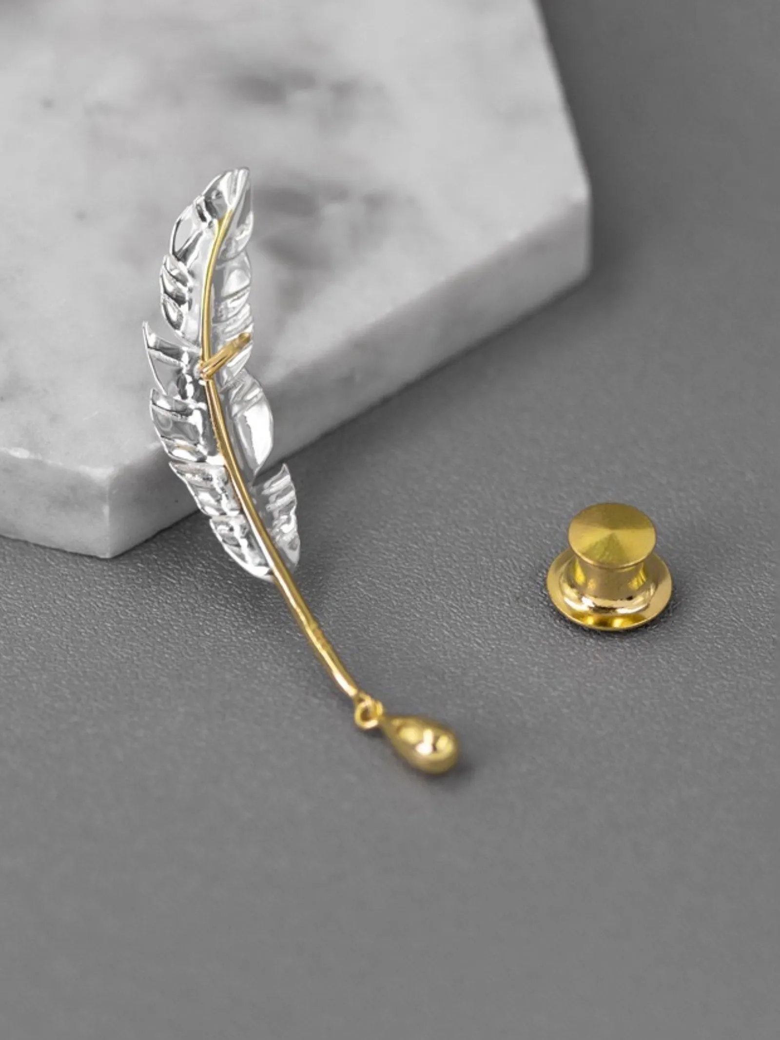 Silver-Plated Feather Brooch sold by Lintico product image thumbnail 4
