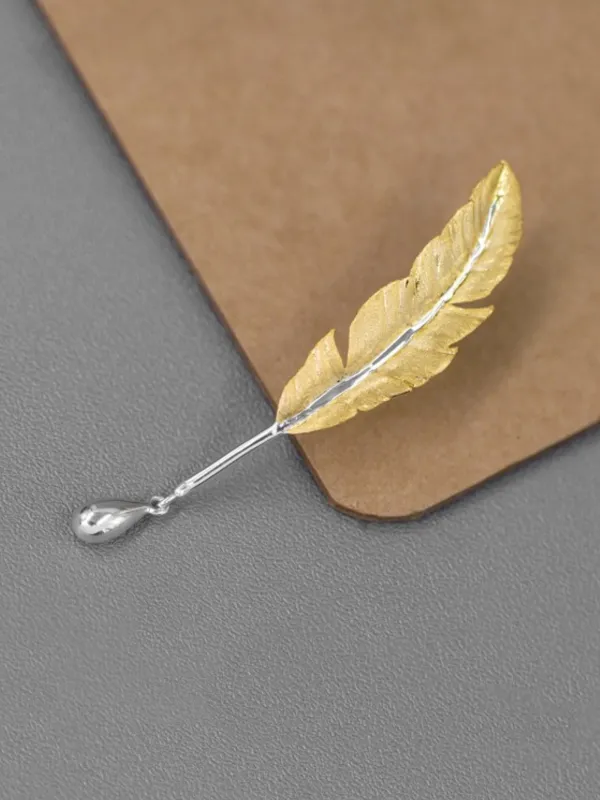 Silver-Plated Feather Brooch sold by Lintico