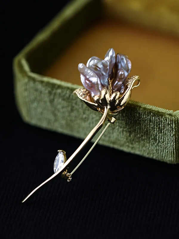 Baroque Freshwater Pearl Floral Brooch sold by Lintico