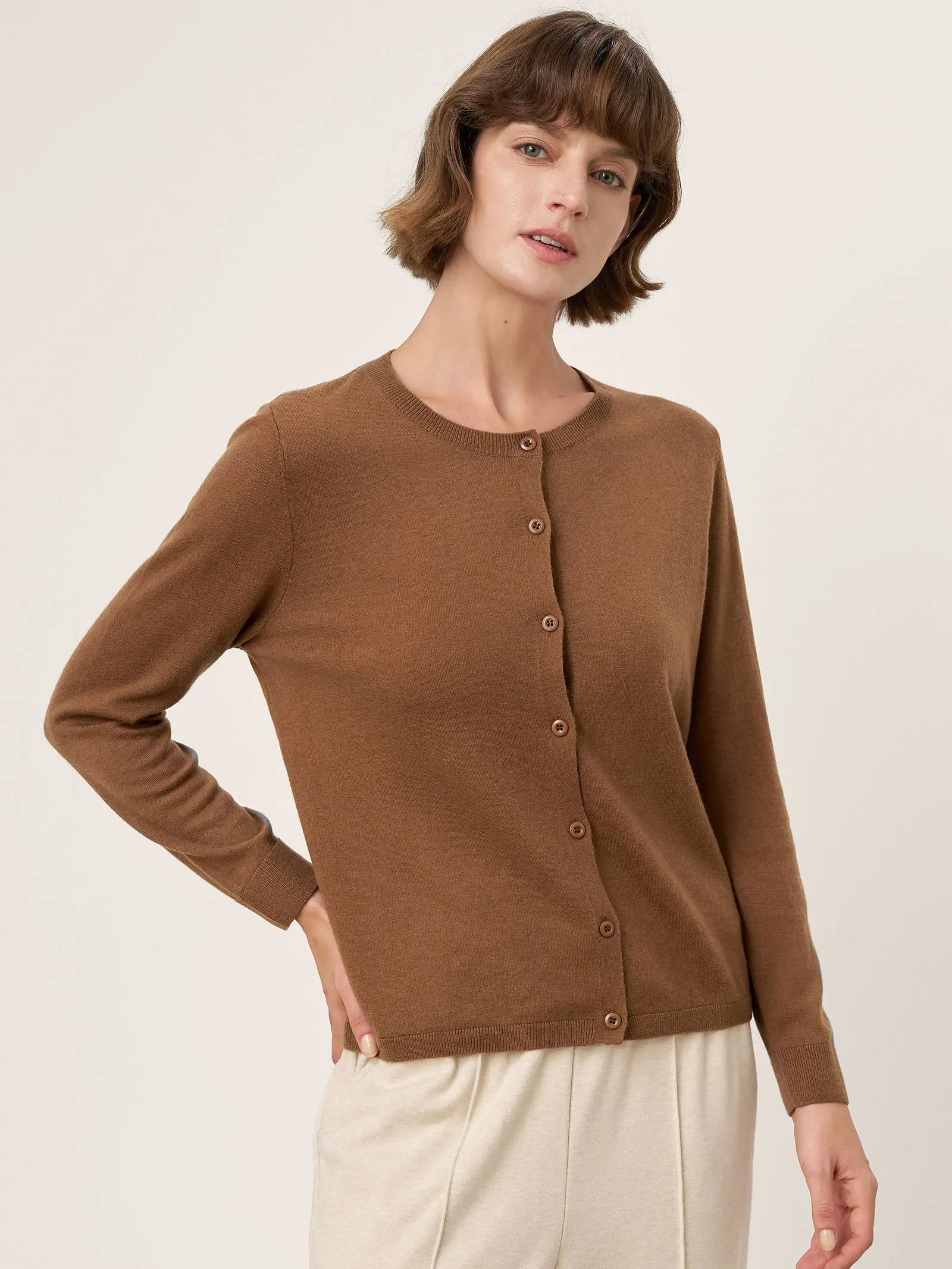 100% Extra-Fine Merino Wool Buttoned Knit Cardigan CAYLA sold by Lintico product image thumbnail 2