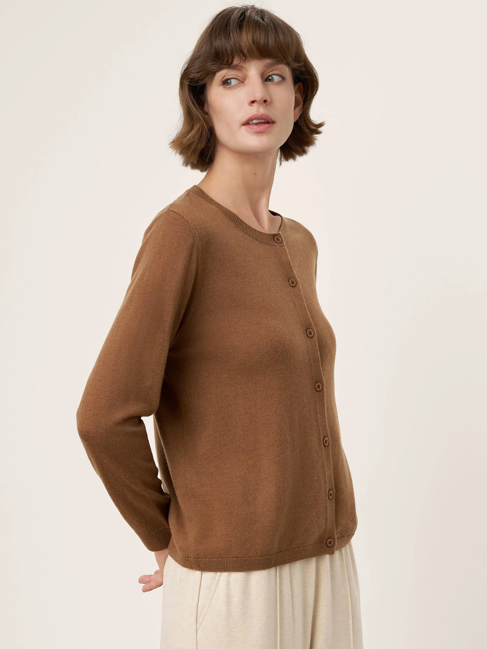 100% Extra-Fine Merino Wool Buttoned Knit Cardigan CAYLA sold by Lintico product image thumbnail 3