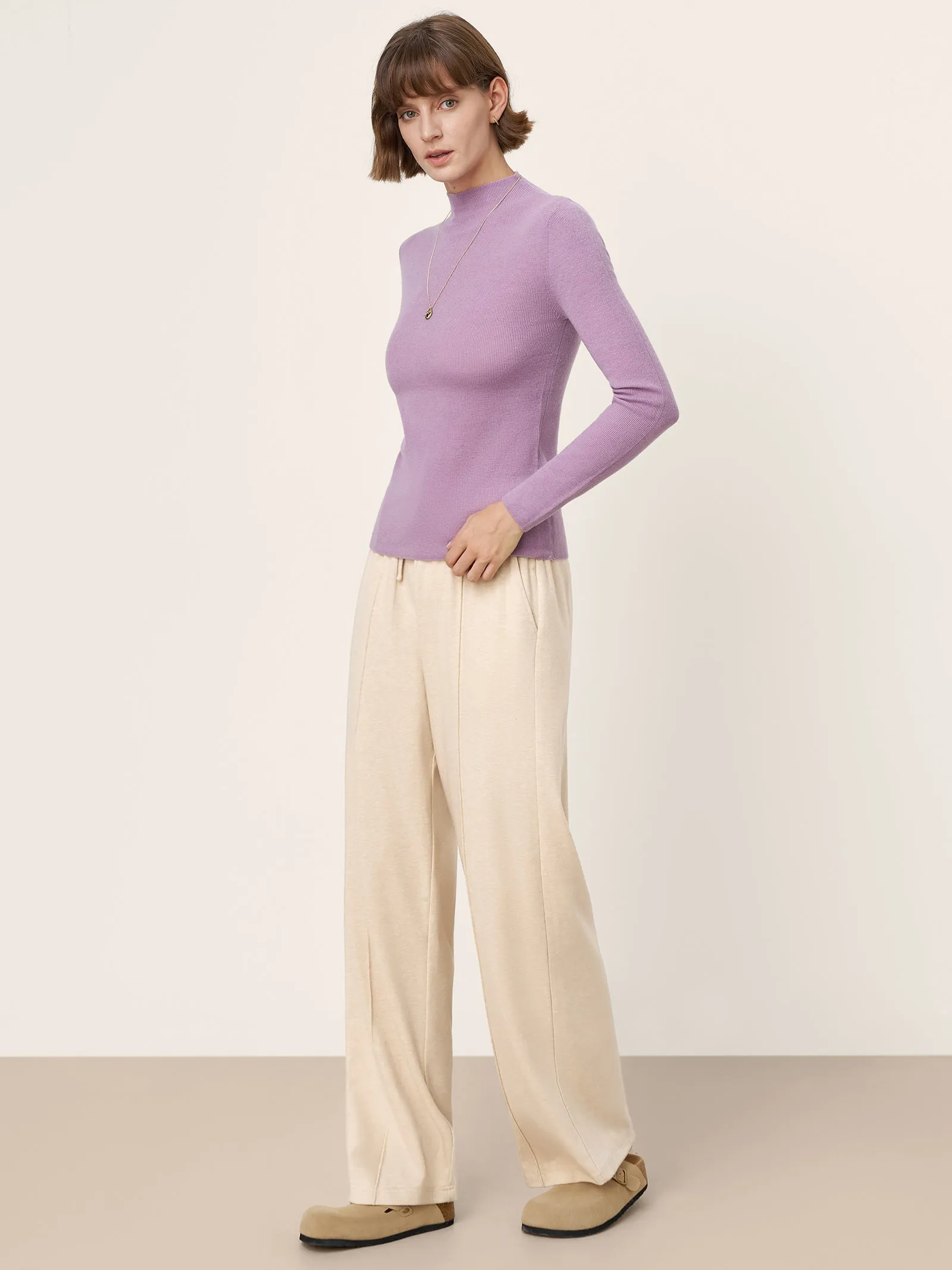 100% Extra-Fine Merino Wool Mock Neck Knit Sweater TIA sold by Lintico product image thumbnail 4