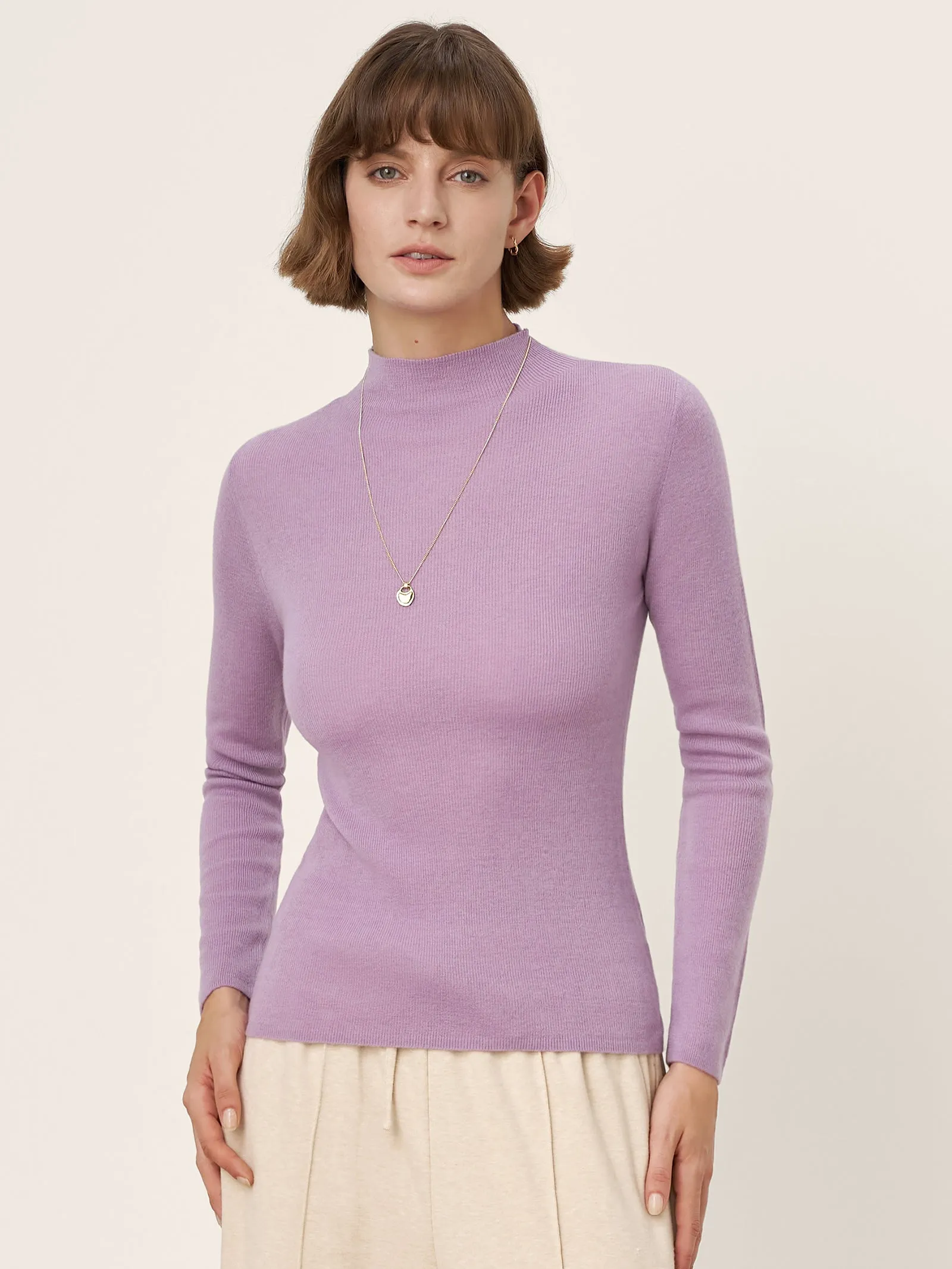 100% Extra-Fine Merino Wool Mock Neck Knit Sweater TIA sold by Lintico product image thumbnail 2