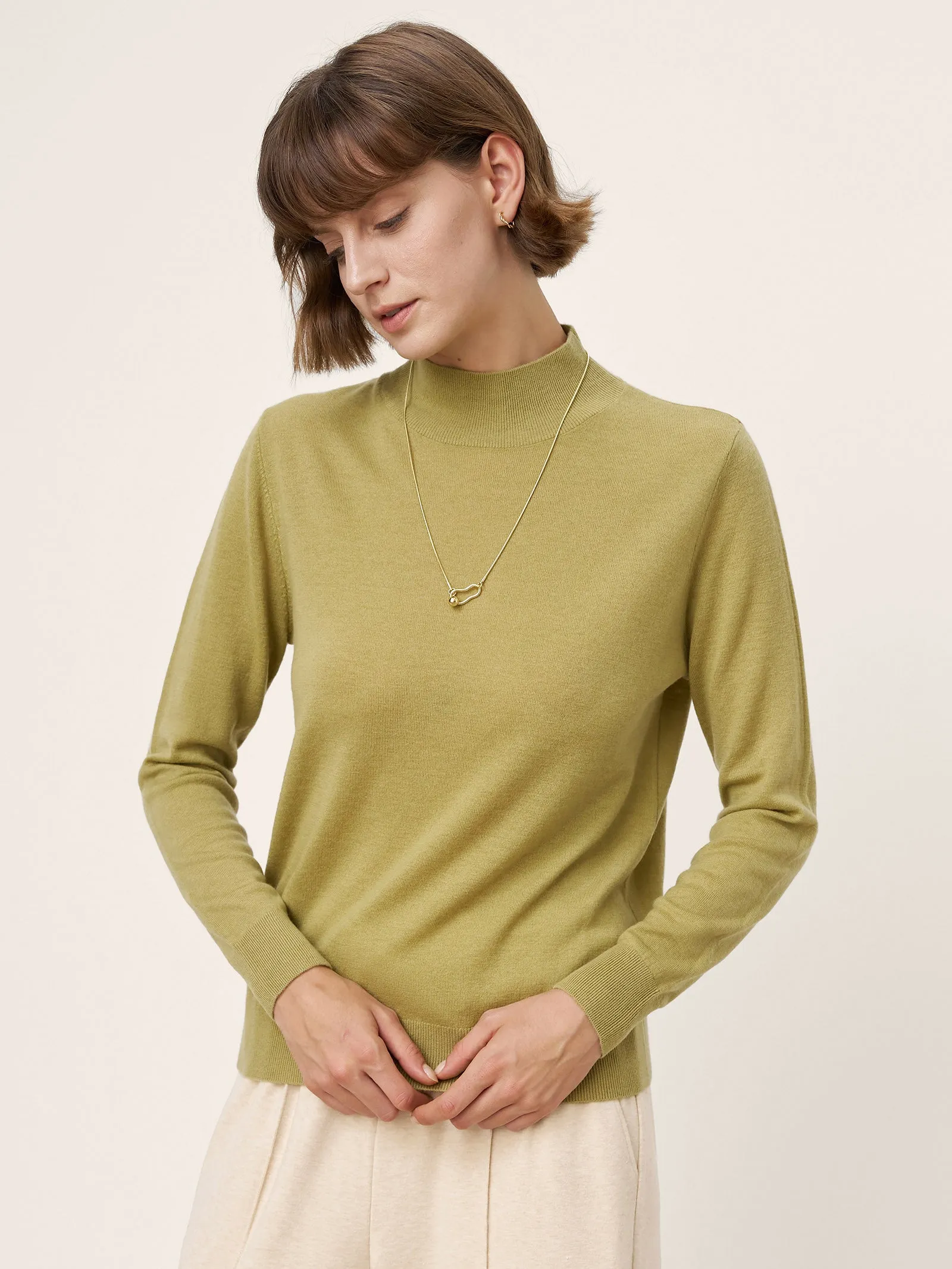 100% Extra-Fine Merino Wool Crew Neck Ribbed Knit Sweater CASSIA sold by Lintico product image thumbnail 3
