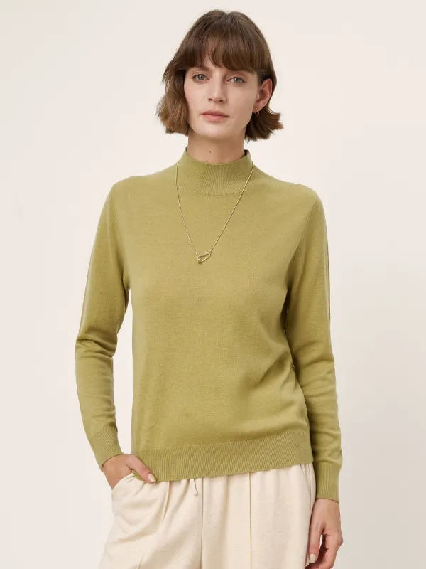 100% Extra-Fine Merino Wool Crew Neck Ribbed Knit Sweater CASSIA sold by Lintico