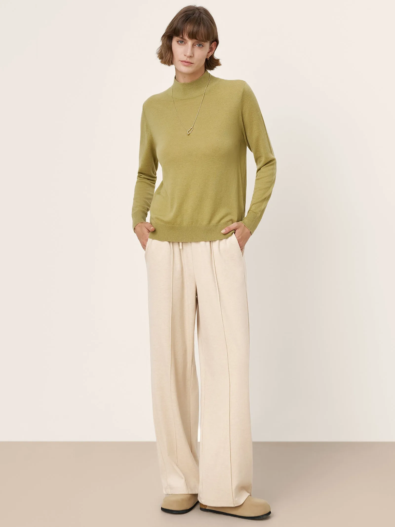 100% Extra-Fine Merino Wool Crew Neck Ribbed Knit Sweater CASSIA sold by Lintico product image thumbnail 5