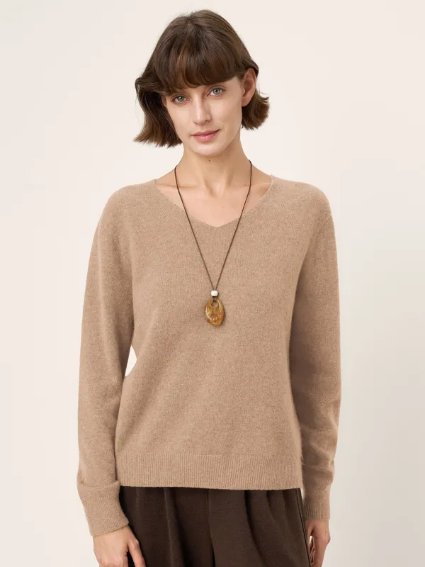 100% Mongolian Cashmere V-Neck Pullover Sweater PIPER sold by Lintico
