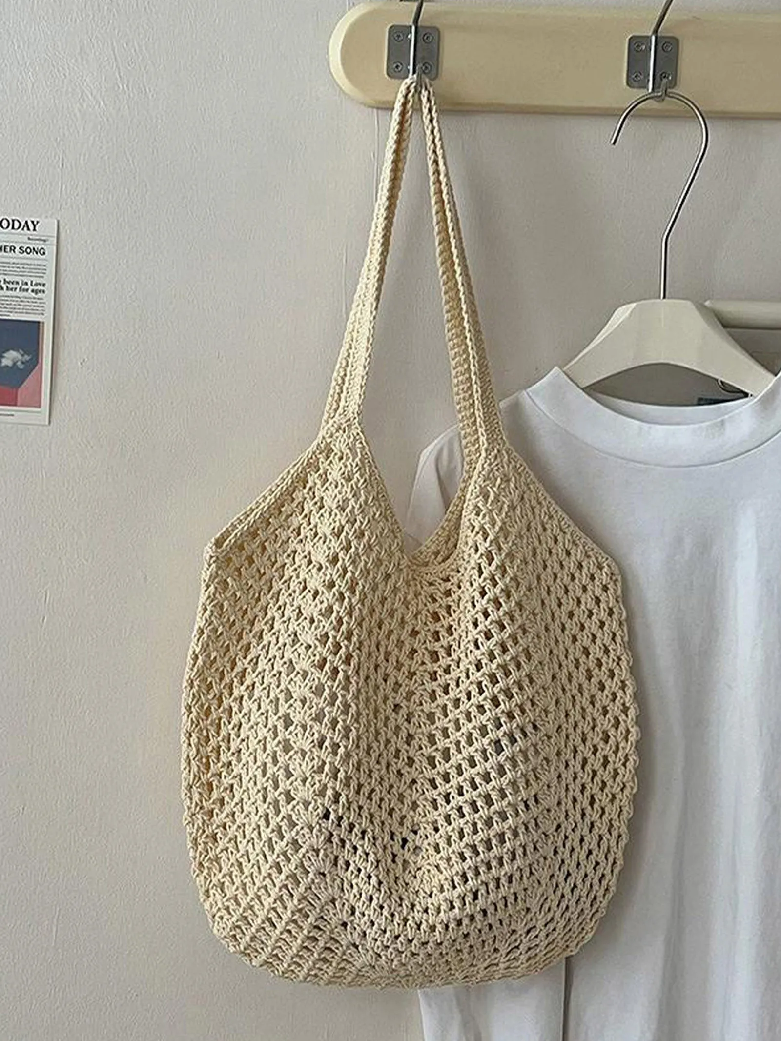 Cotton Woven Openwork Beach Tote Bag sold by Lintico product image thumbnail 2