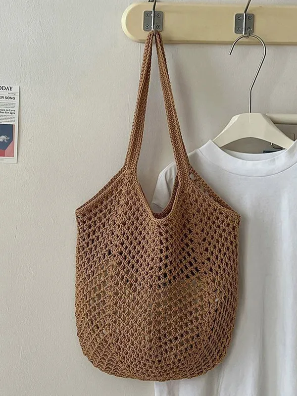 Cotton Woven Openwork Beach Tote Bag sold by Lintico