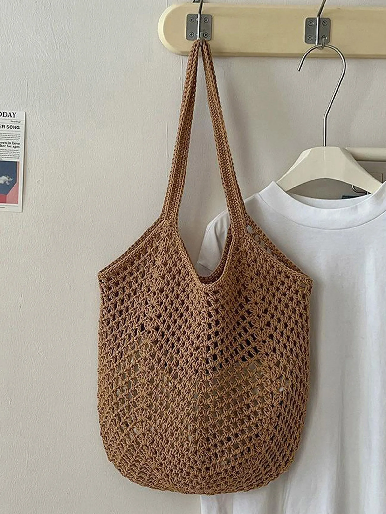 Cotton Woven Openwork Beach Tote Bag sold by Lintico
