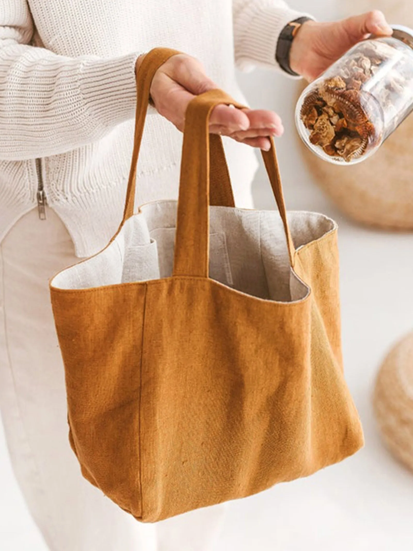 100% Linen Large-Capacity Tote Bag sold by Lintico product image thumbnail 2