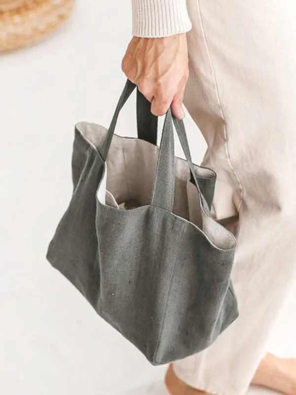 100% Linen Large-Capacity Tote Bag sold by Lintico