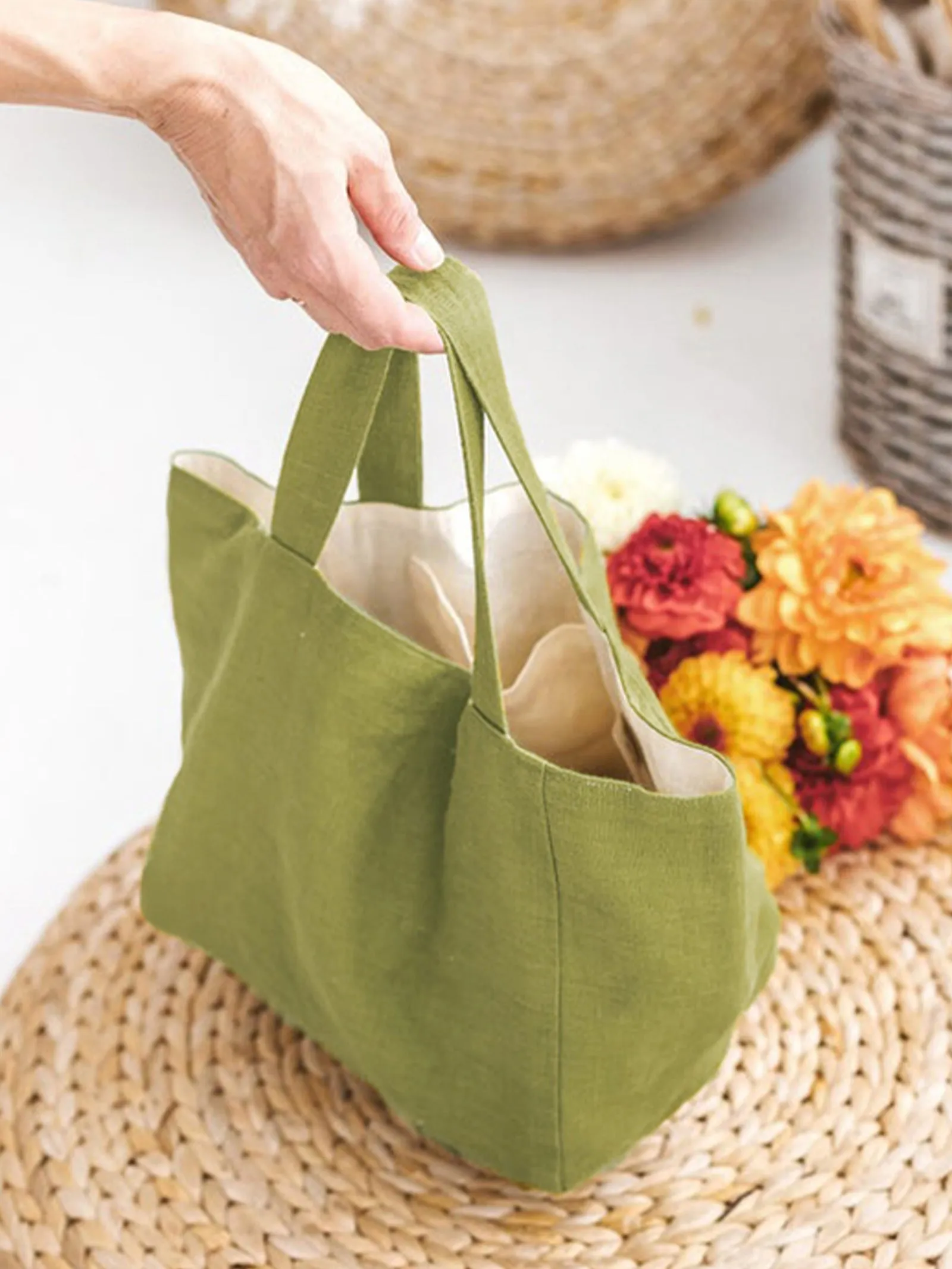 100% Linen Large-Capacity Tote Bag sold by Lintico product image thumbnail 3
