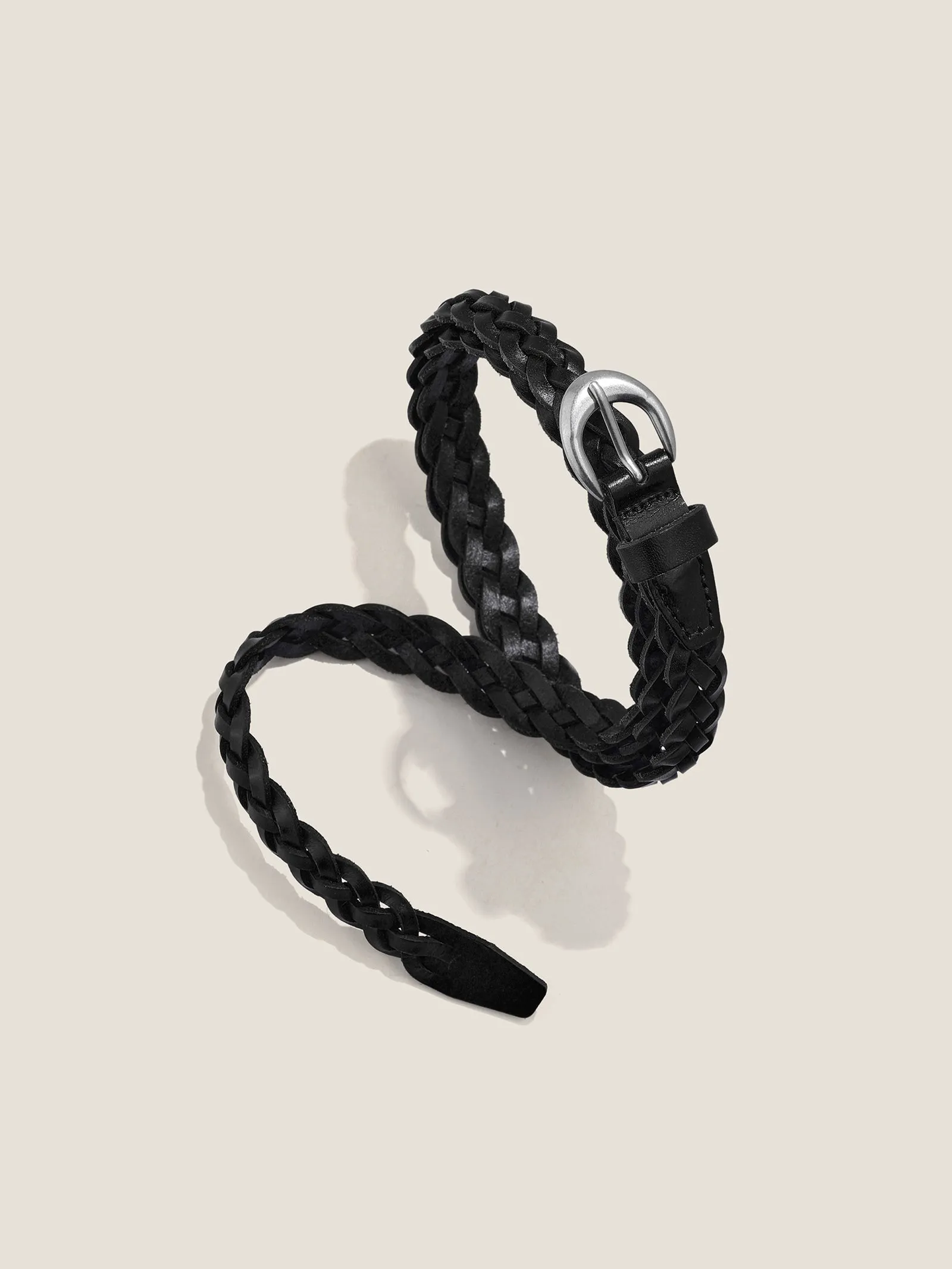 Premium Cowhide Retro Hand-Woven Twisted Thin Belt sold by Lintico