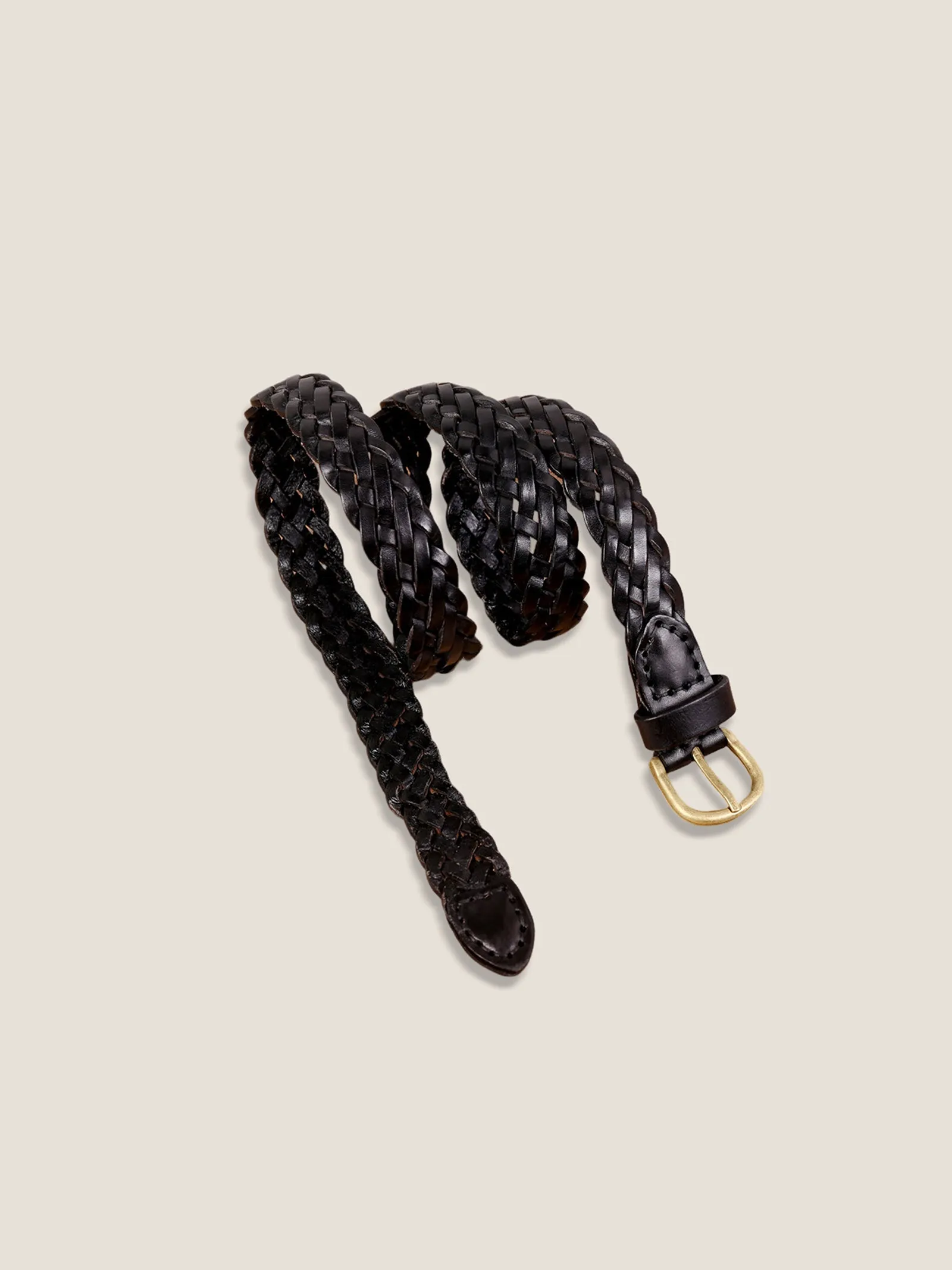 Premium Cowhide Retro Hand-Woven Belt With Alloy Buckle sold by Lintico