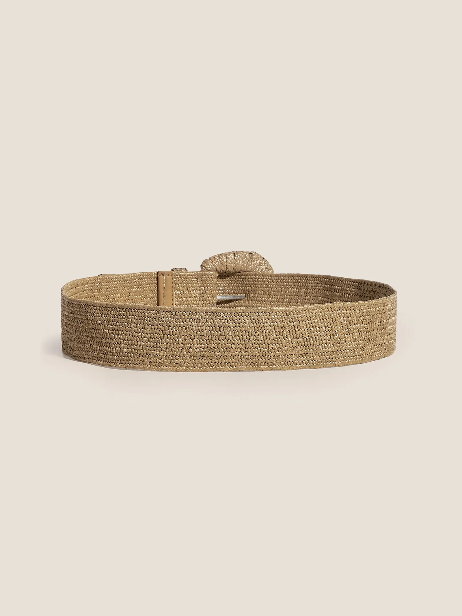 Natural Woven Straw Belt With Square Buckle sold by Lintico product image thumbnail 2