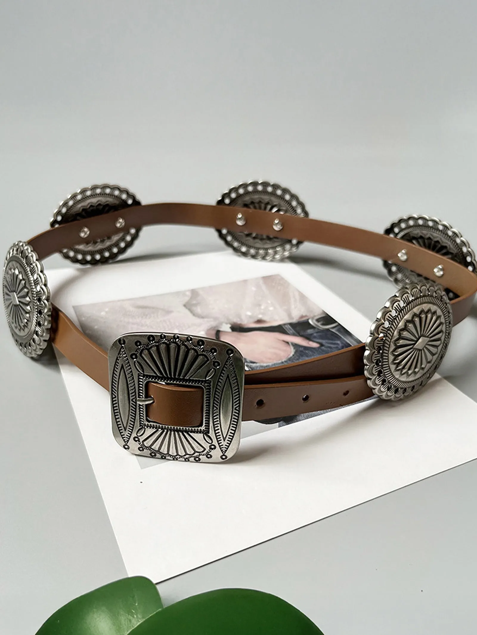 Artisanal Carved Metal Ring Buckle Belt sold by Lintico product image thumbnail 5