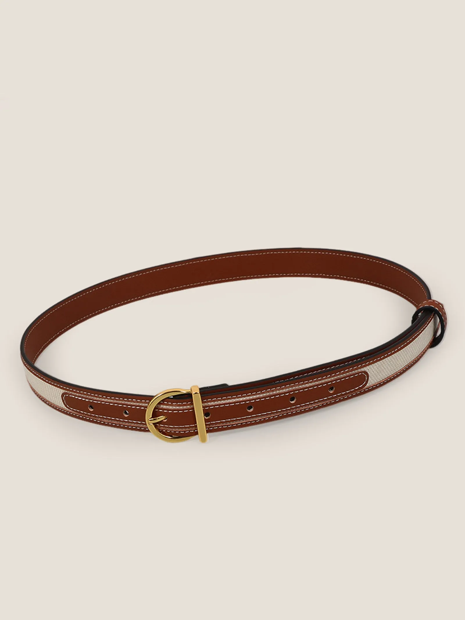 Premium Cowhide & Fabric Patchwork Belt With Alloy Buckle sold by Lintico product image thumbnail 2