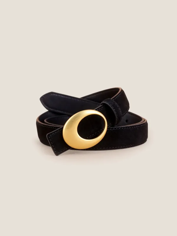 Luxury Suede Cowhide Belt With Oval Alloy Buckle sold by Lintico