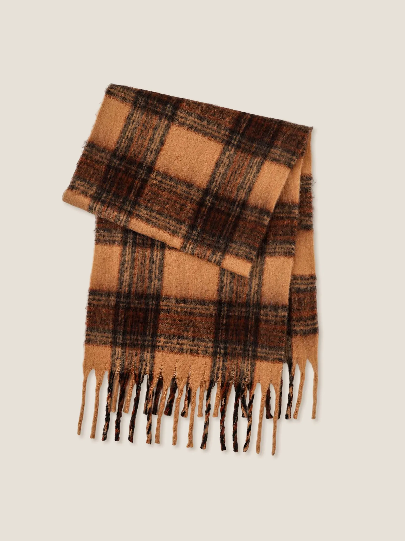 Plaid Fringed Scarf sold by Lintico product image thumbnail 3