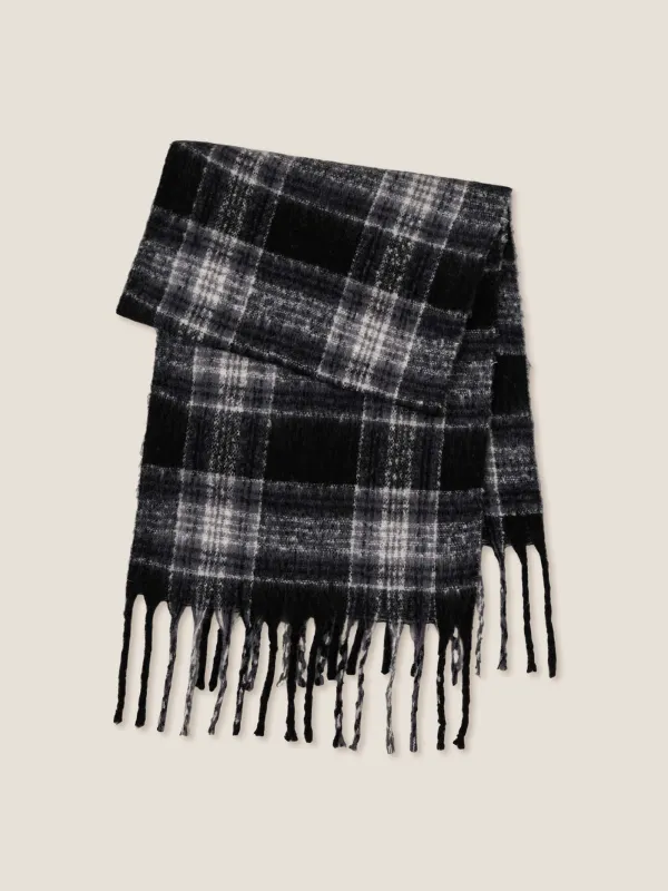 Plaid Fringed Scarf sold by Lintico