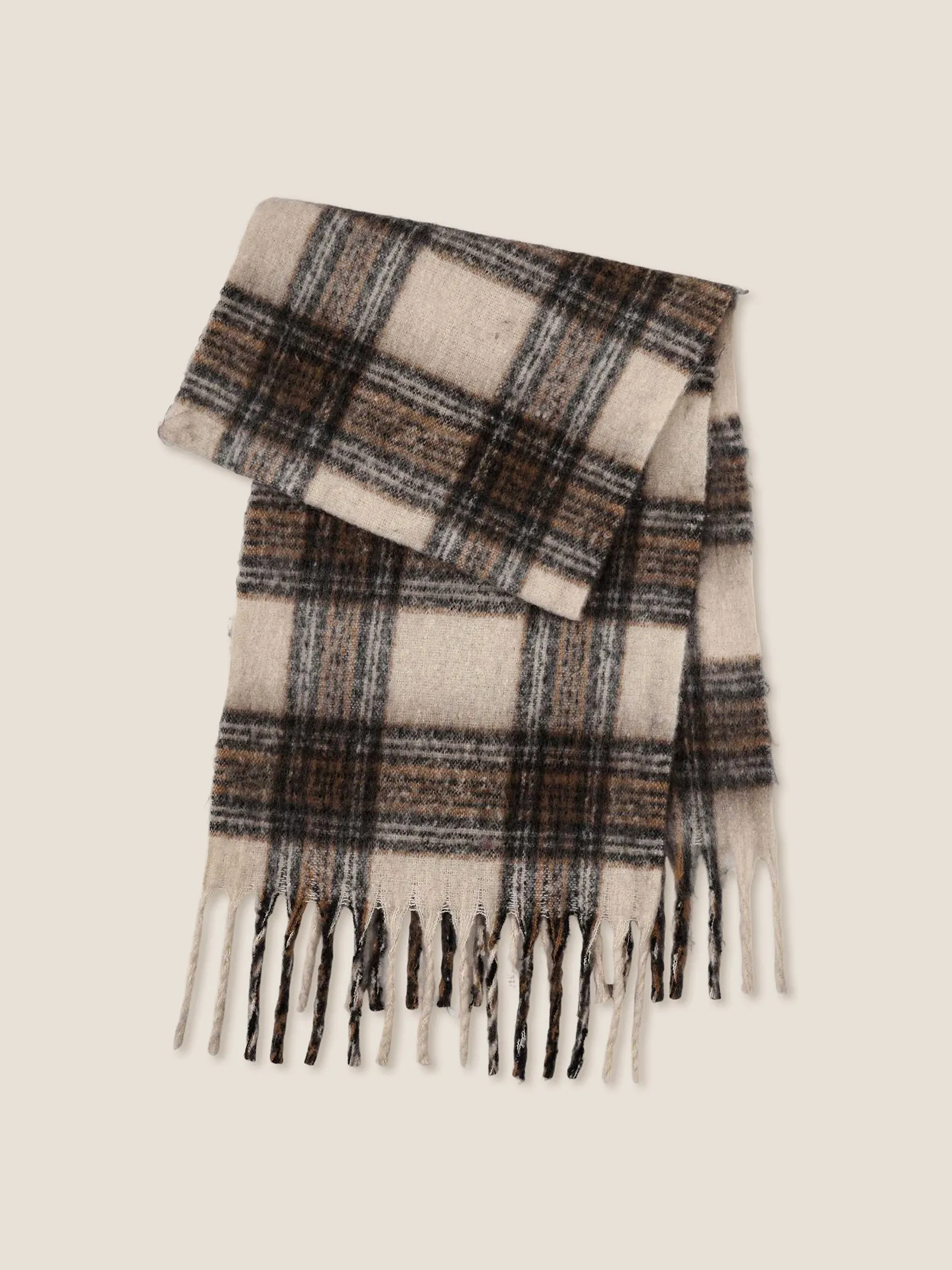 Plaid Fringed Scarf sold by Lintico product image thumbnail 2