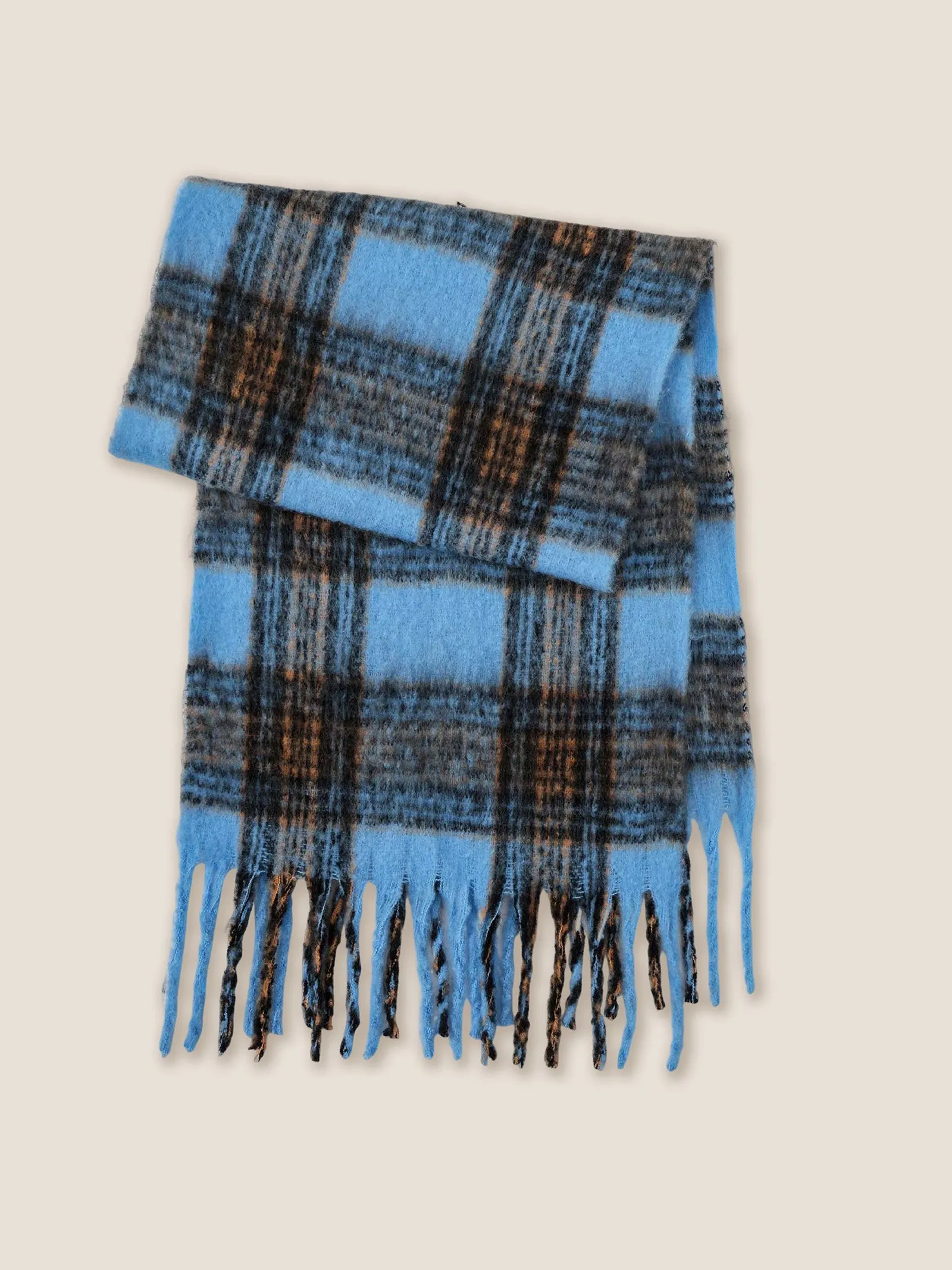 Plaid Fringed Scarf sold by Lintico product image thumbnail 4