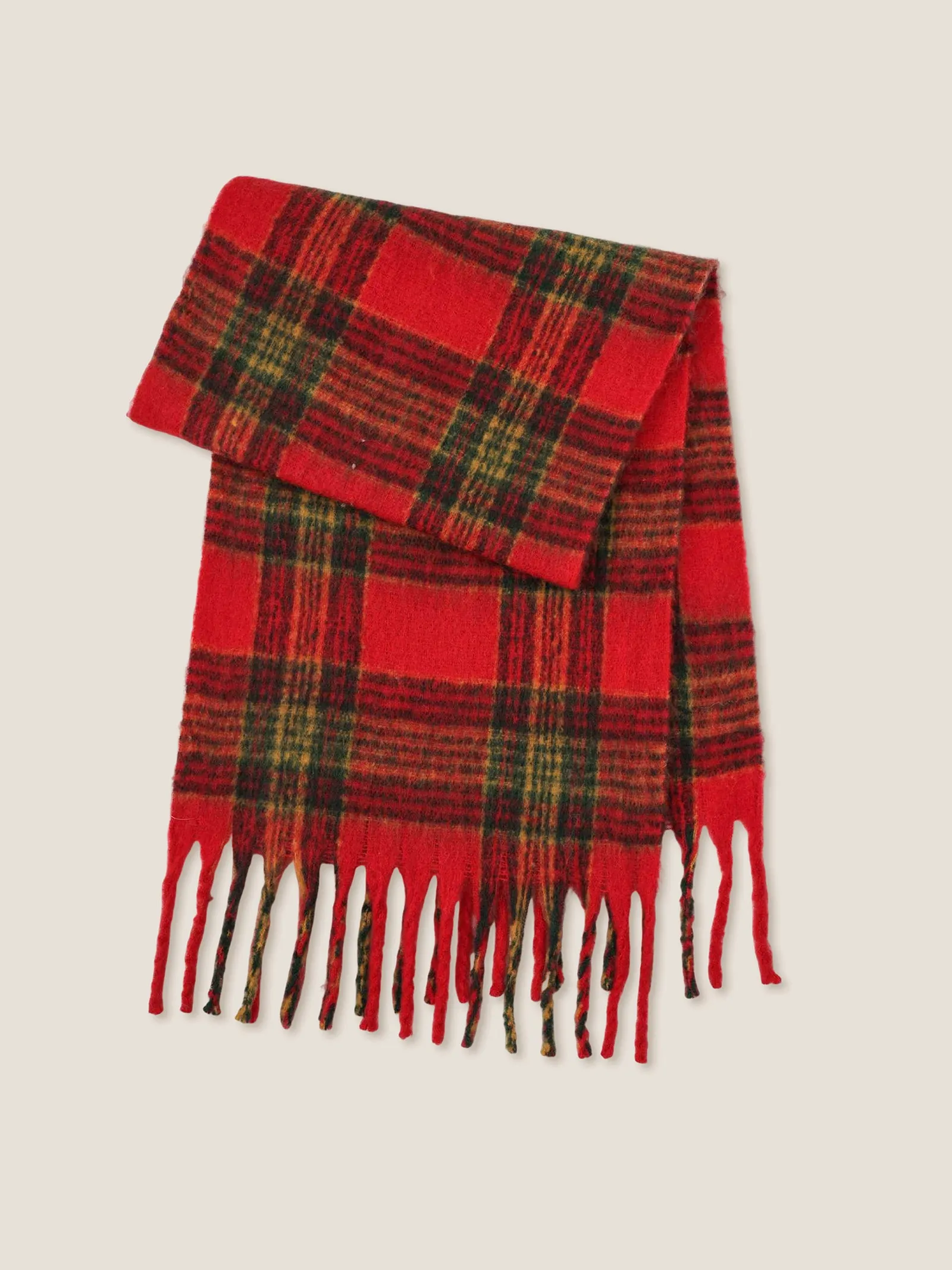 Plaid Fringed Scarf sold by Lintico product image thumbnail 5