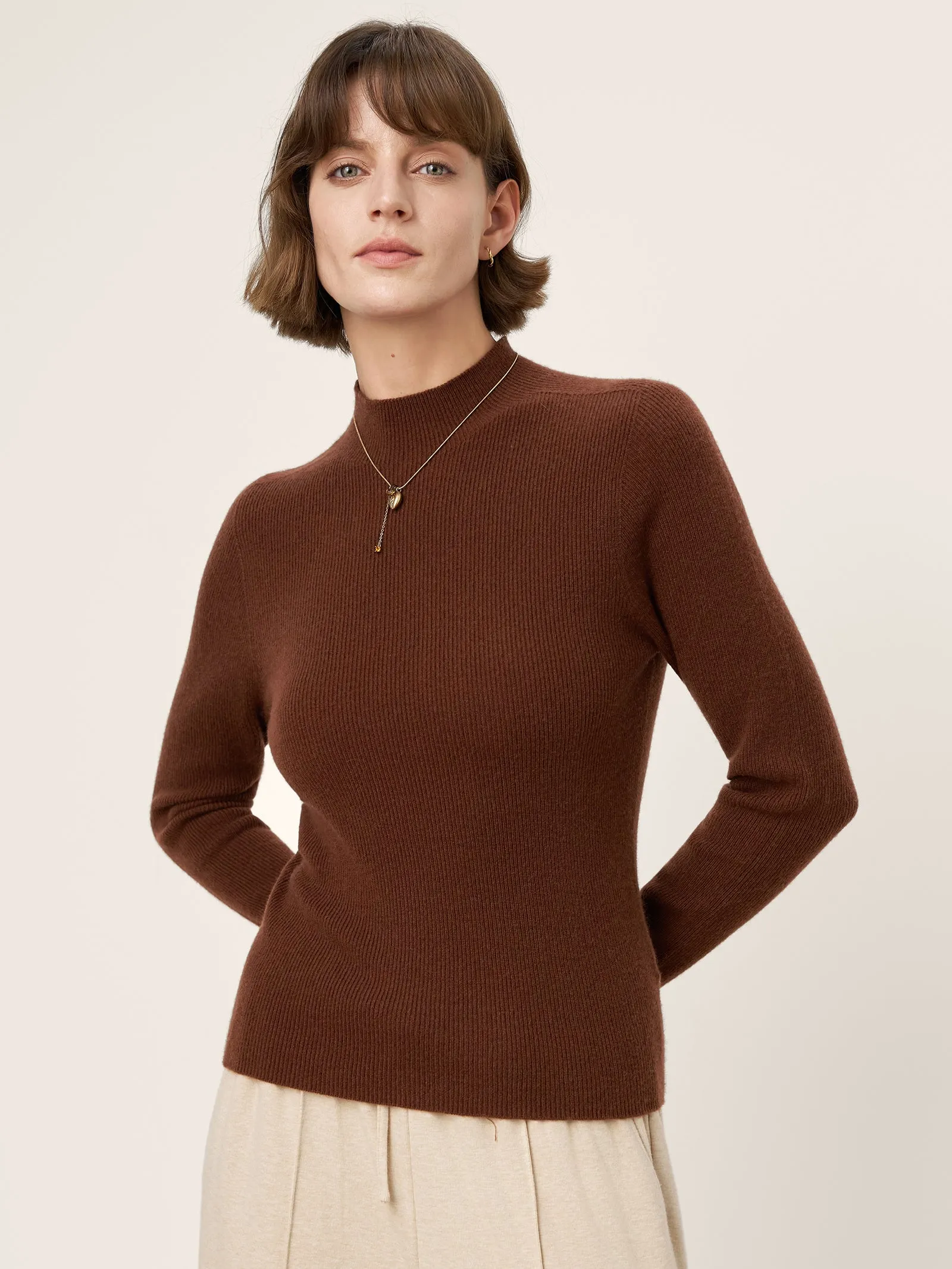 100% Mongolian Cashmere Seamless Tailored Mock Sweater RAYA sold by Lintico product image thumbnail 4