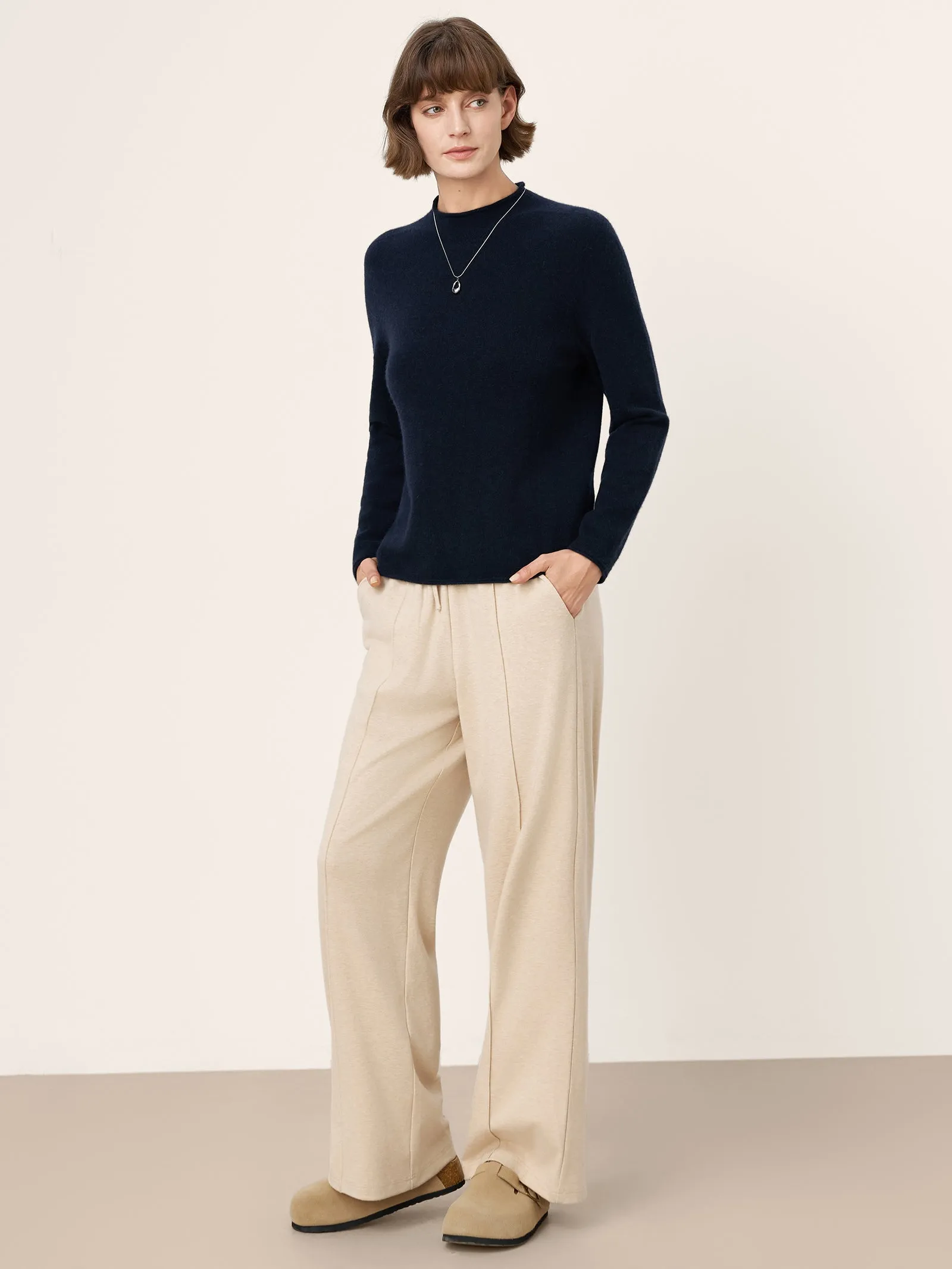 100% Mongolian Cashmere Seamless Rolled-Edge Mock Neck Sweater JANIE sold by Lintico product image thumbnail 5