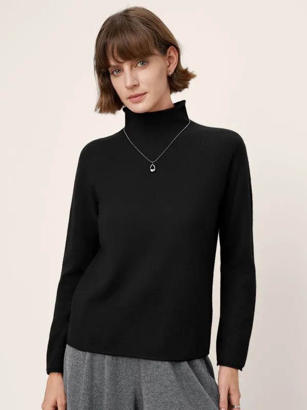 100% Mongolian Cashmere Rolled-Edge Turtleneck Sweater GIA sold by Lintico