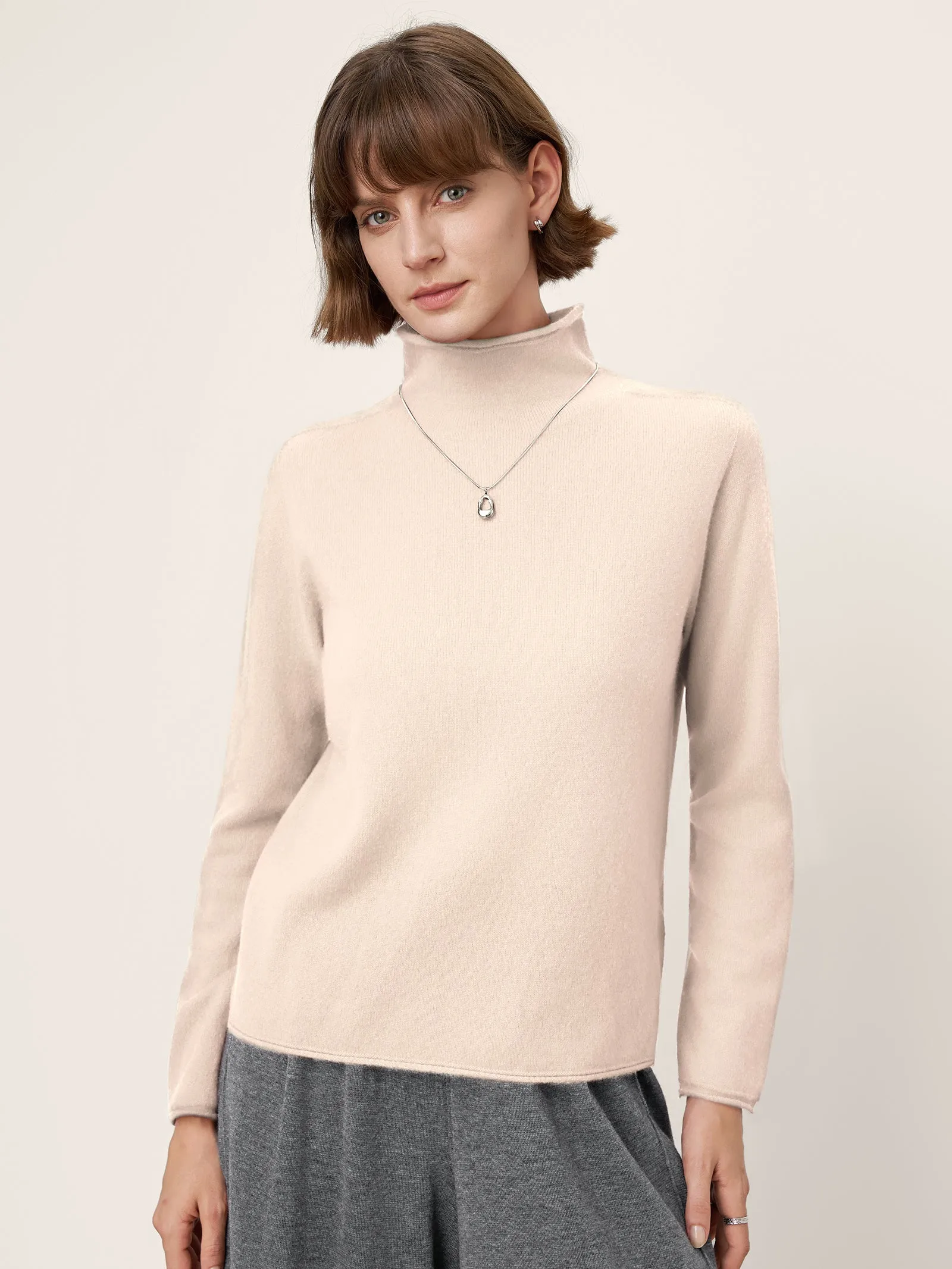100% Mongolian Cashmere Rolled-Edge Turtleneck Sweater GIA sold by Lintico product image thumbnail 3