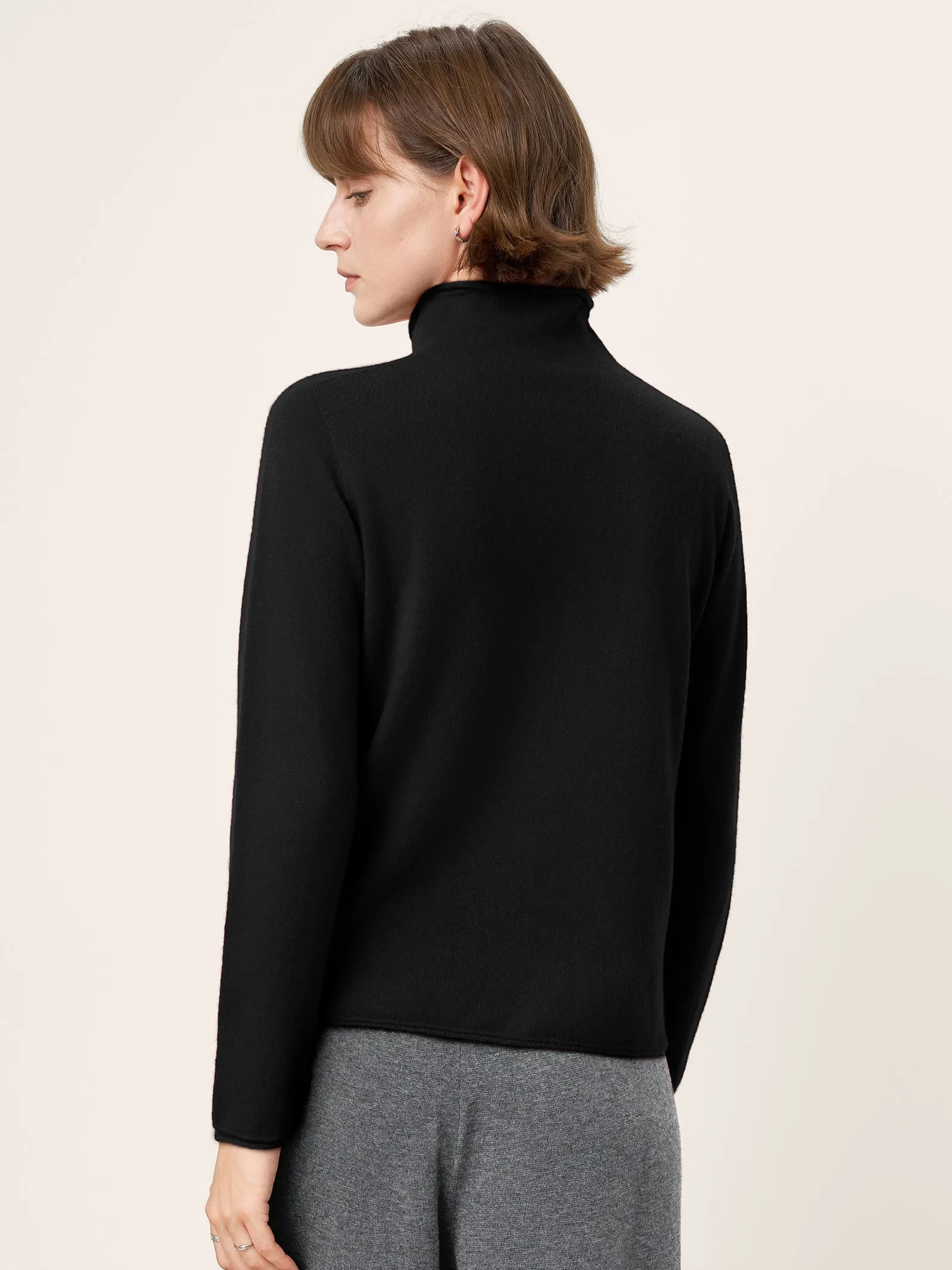 100% Mongolian Cashmere Rolled-Edge Turtleneck Sweater GIA sold by Lintico product image thumbnail 2