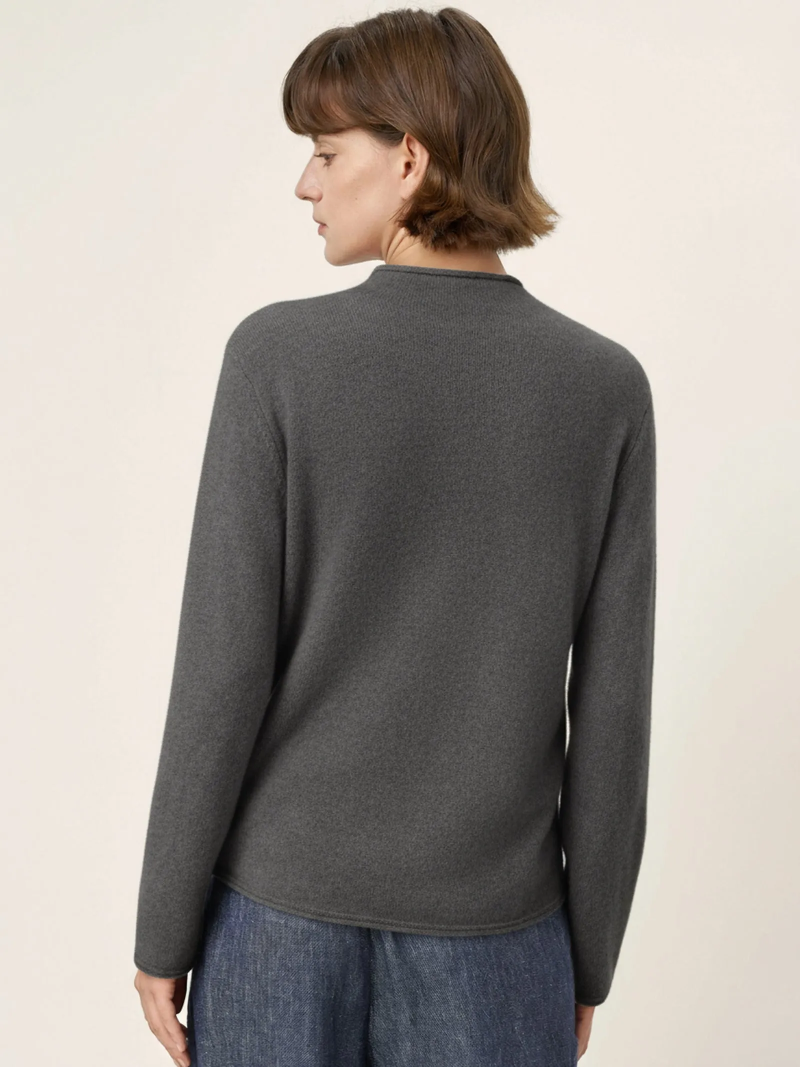 Mongolian Cashmere and Mulberry Silk Henley Knit Top PEARL sold by Lintico product image thumbnail 3