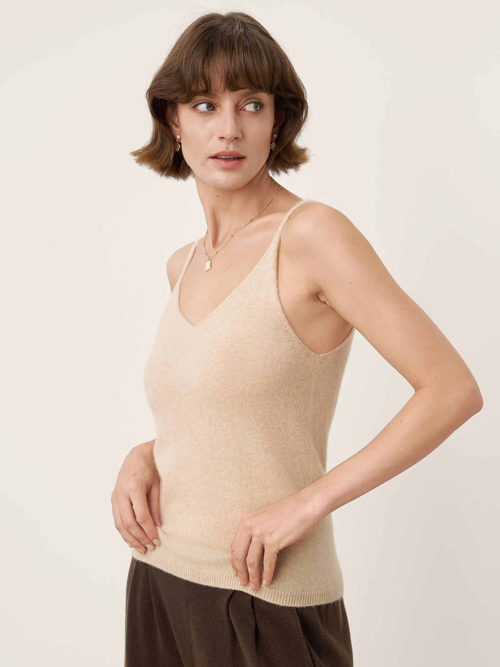100% Mongolian Cashmere Versatile V-Neck Knit Camisole DEBBIE sold by Lintico product image thumbnail 2