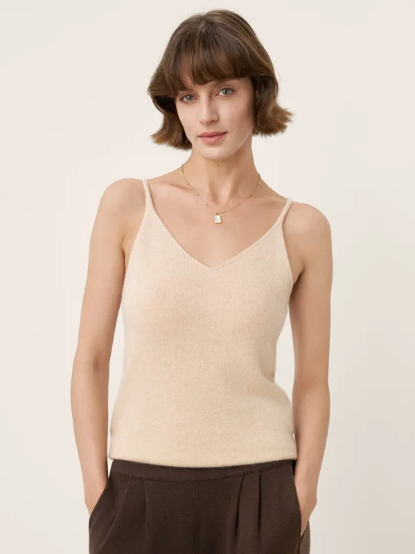 100% Mongolian Cashmere Versatile V-Neck Knit Camisole DEBBIE sold by Lintico