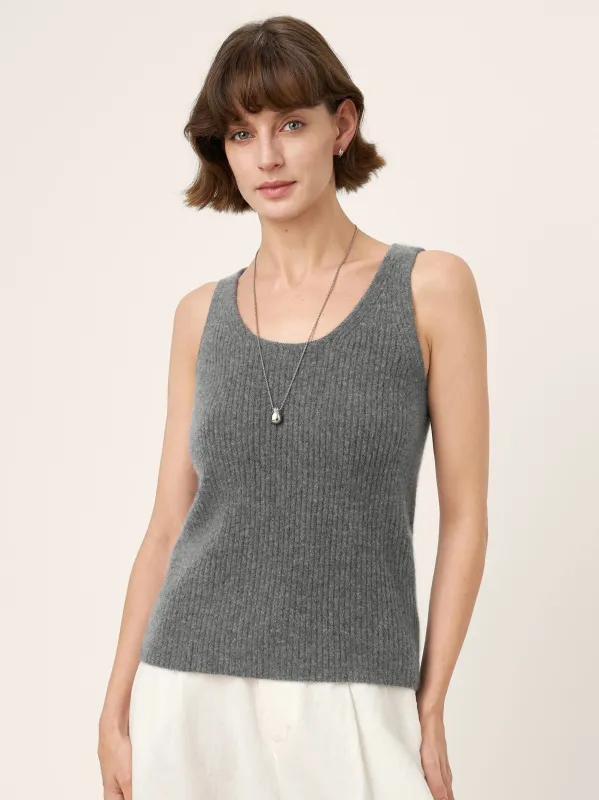 100% Mongolian Cashmere Versatile Crew Neck Tank Top VIVIANA sold by Lintico