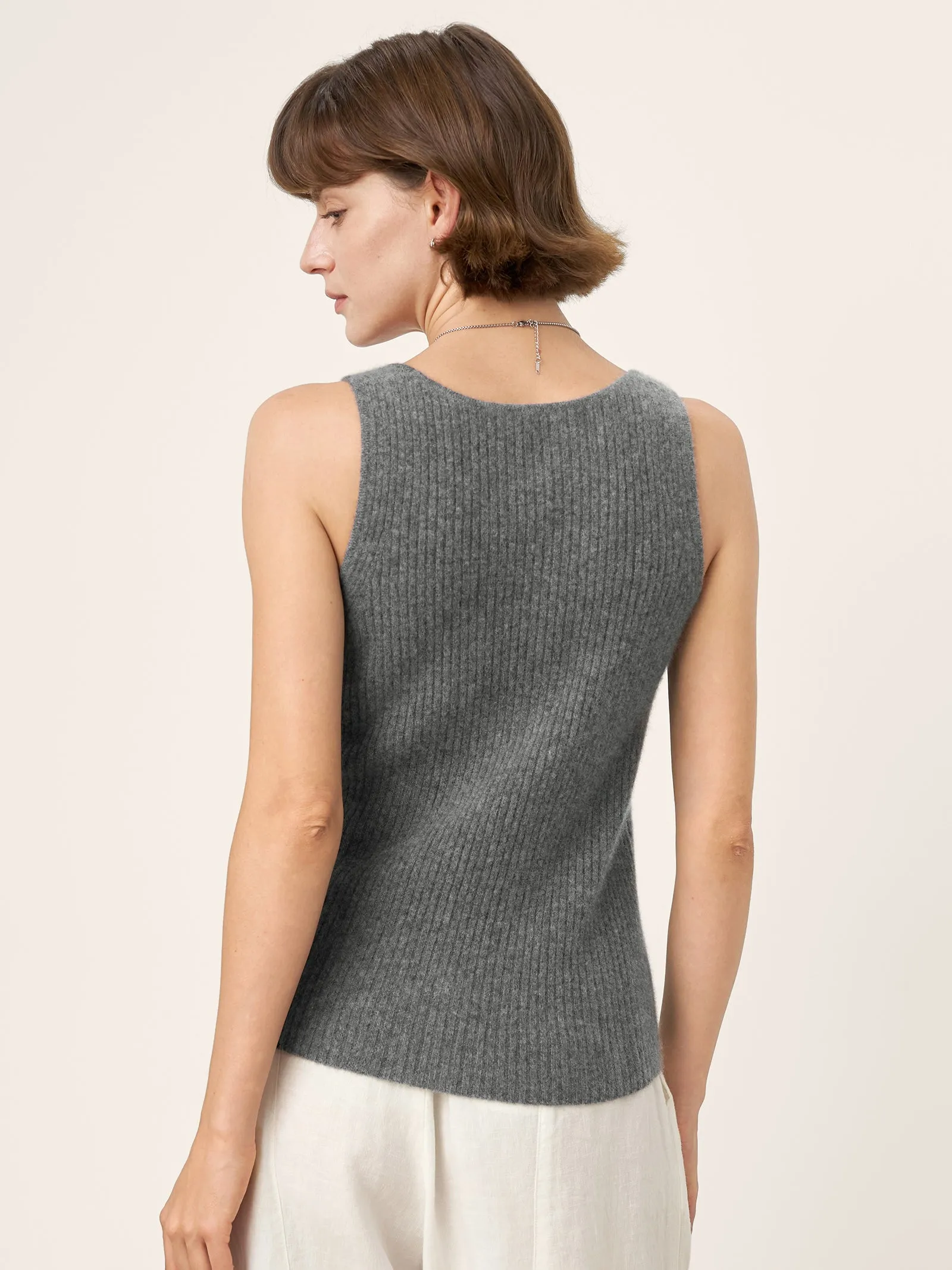 100% Mongolian Cashmere Versatile Crew Neck Tank Top VIVIANA sold by Lintico product image thumbnail 3