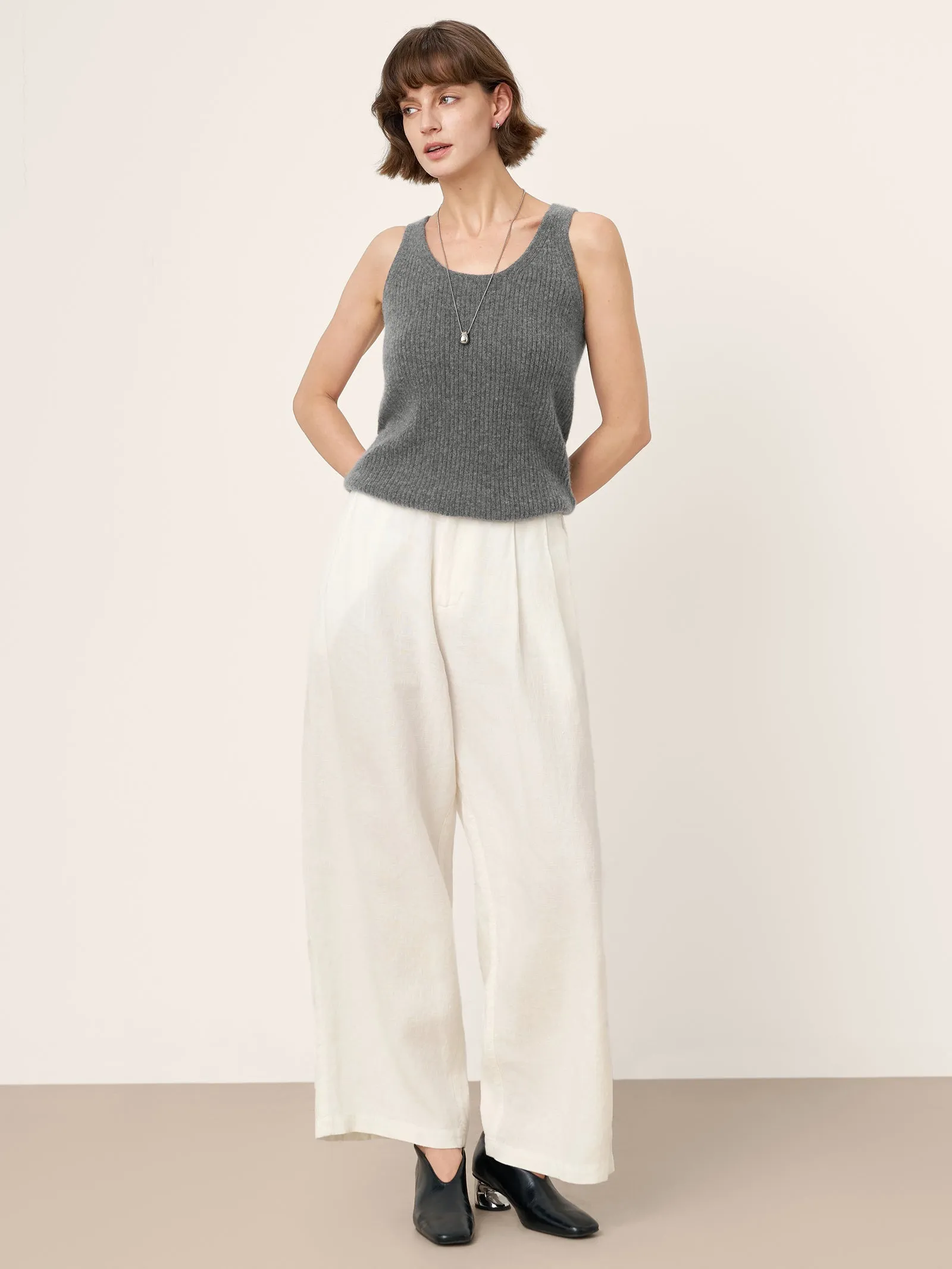 100% Mongolian Cashmere Versatile Crew Neck Tank Top VIVIANA sold by Lintico product image thumbnail 4