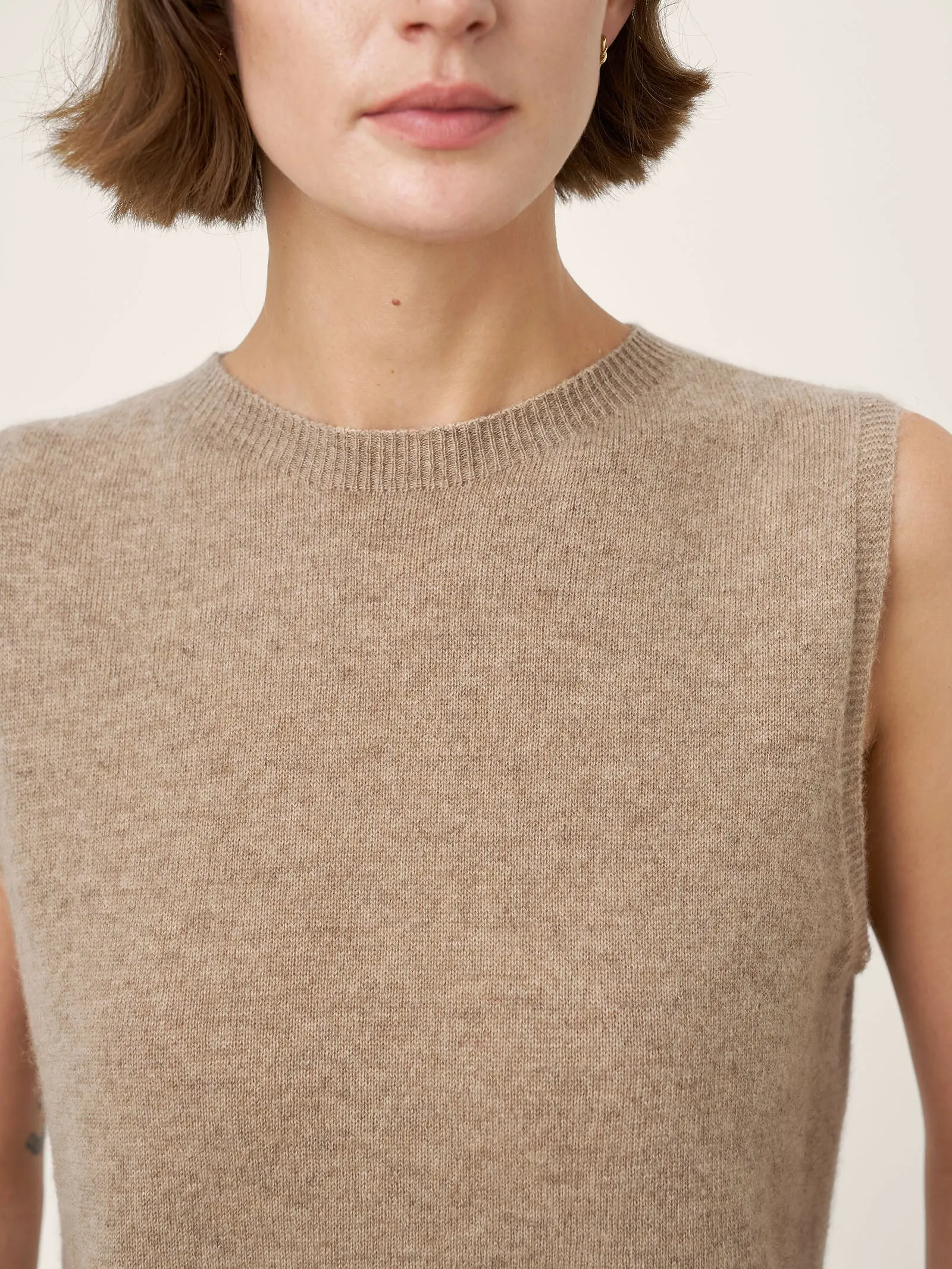 100% Mongolian Cashmere Ribbed Hem Tank Top ELENA sold by Lintico product image thumbnail 5