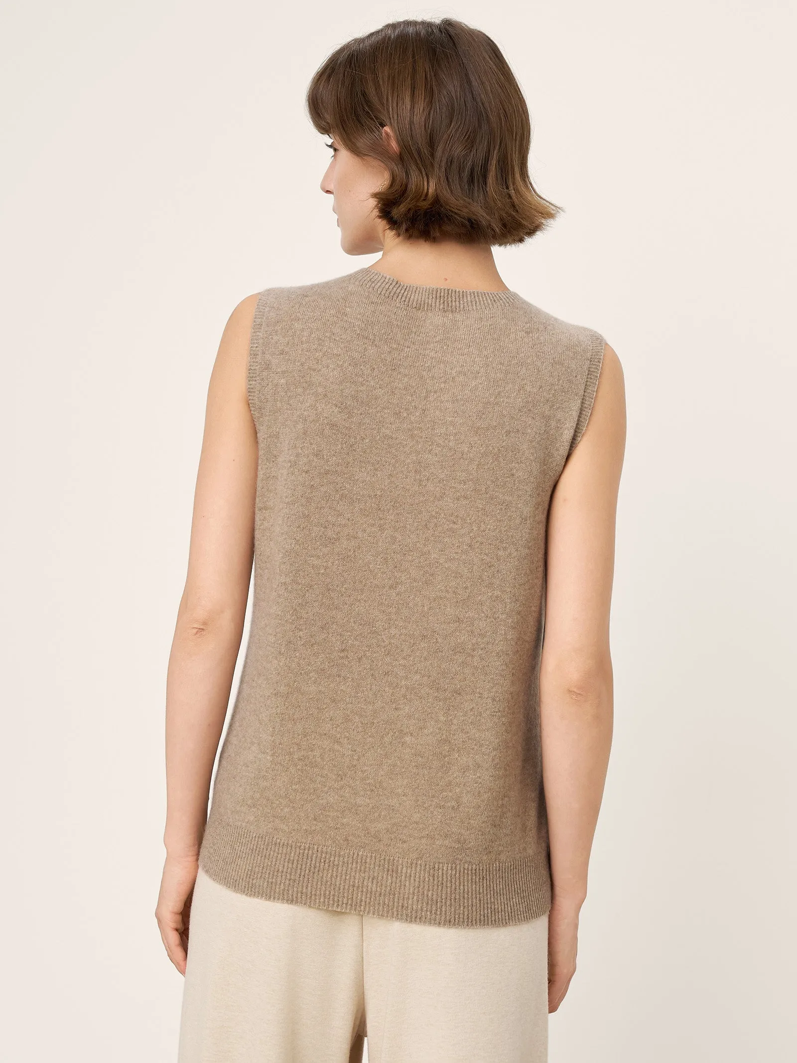 100% Mongolian Cashmere Ribbed Hem Tank Top ELENA sold by Lintico product image thumbnail 2