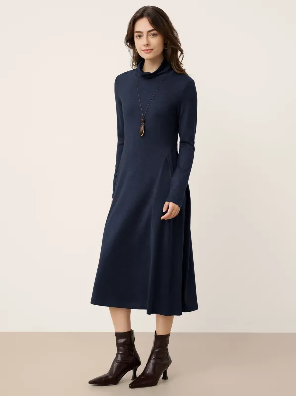 Wool Sculpted Pleats Turtleneck Maxi Dress BRIAR sold by Lintico