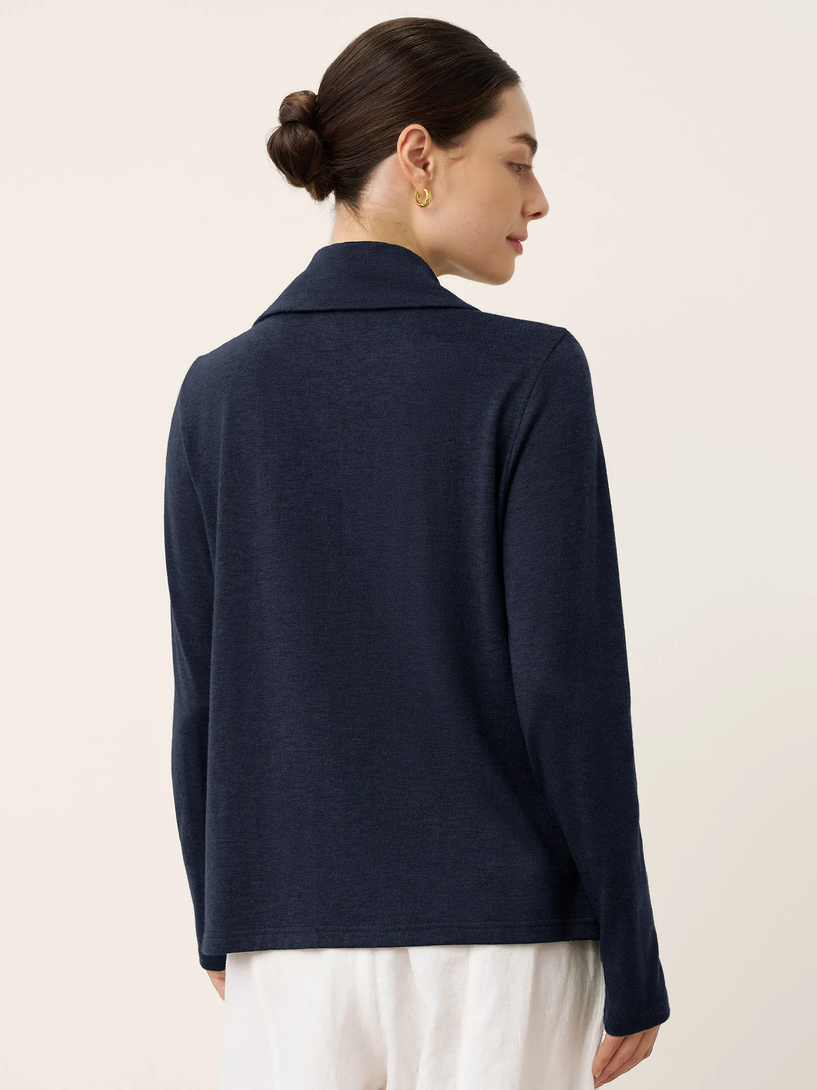 Wool Asymmetric Lapel Fruit Button Decor Top YSABEL sold by Lintico product image thumbnail 3