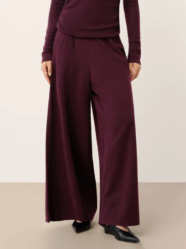 Merino Wool Elastic Waist Relaxed Straight-Leg Pants YVETTE sold by Lintico